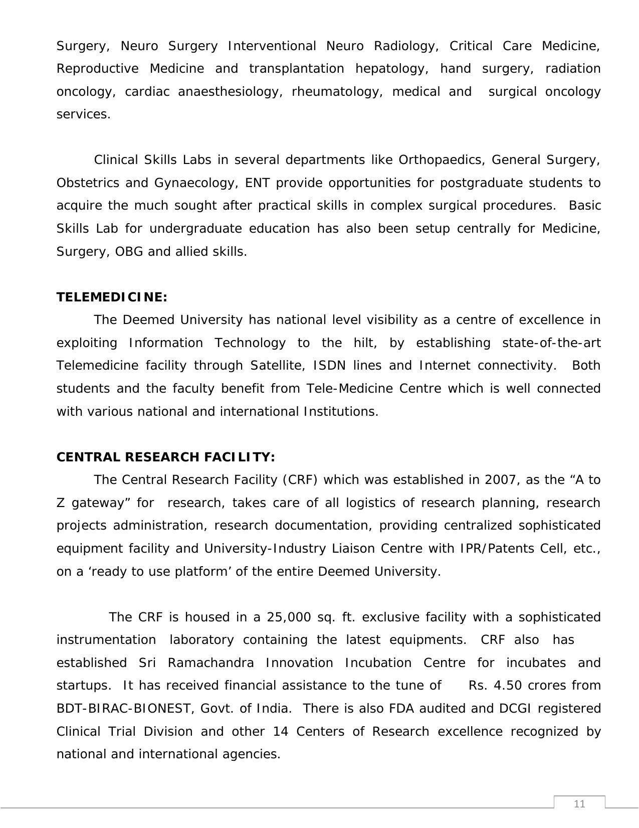Sri Ramachandra University,Chennai Group: UG - A Prospectus 2022-23 - Page 11
