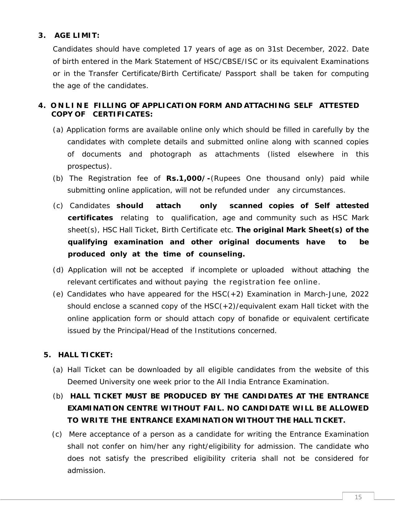 Sri Ramachandra University,Chennai Group: UG - A Prospectus 2022-23 - Page 15