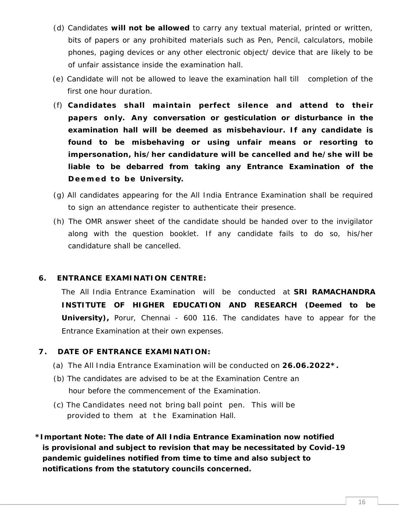 Sri Ramachandra University,Chennai Group: UG - A Prospectus 2022-23 - Page 16