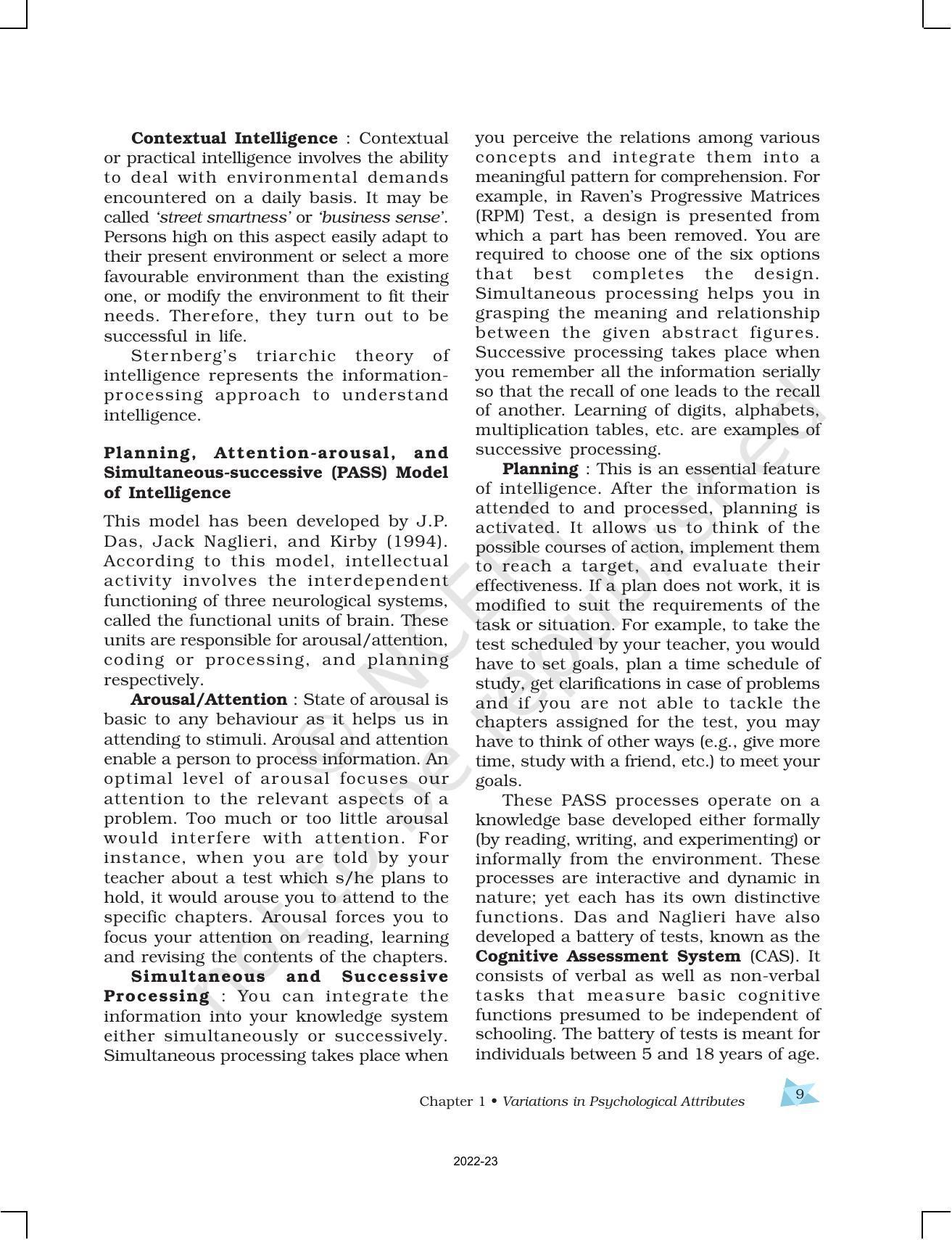 NCERT Book for Class 12 Psychology Chapter 1 Variations in Psychological Attributes - Page 9