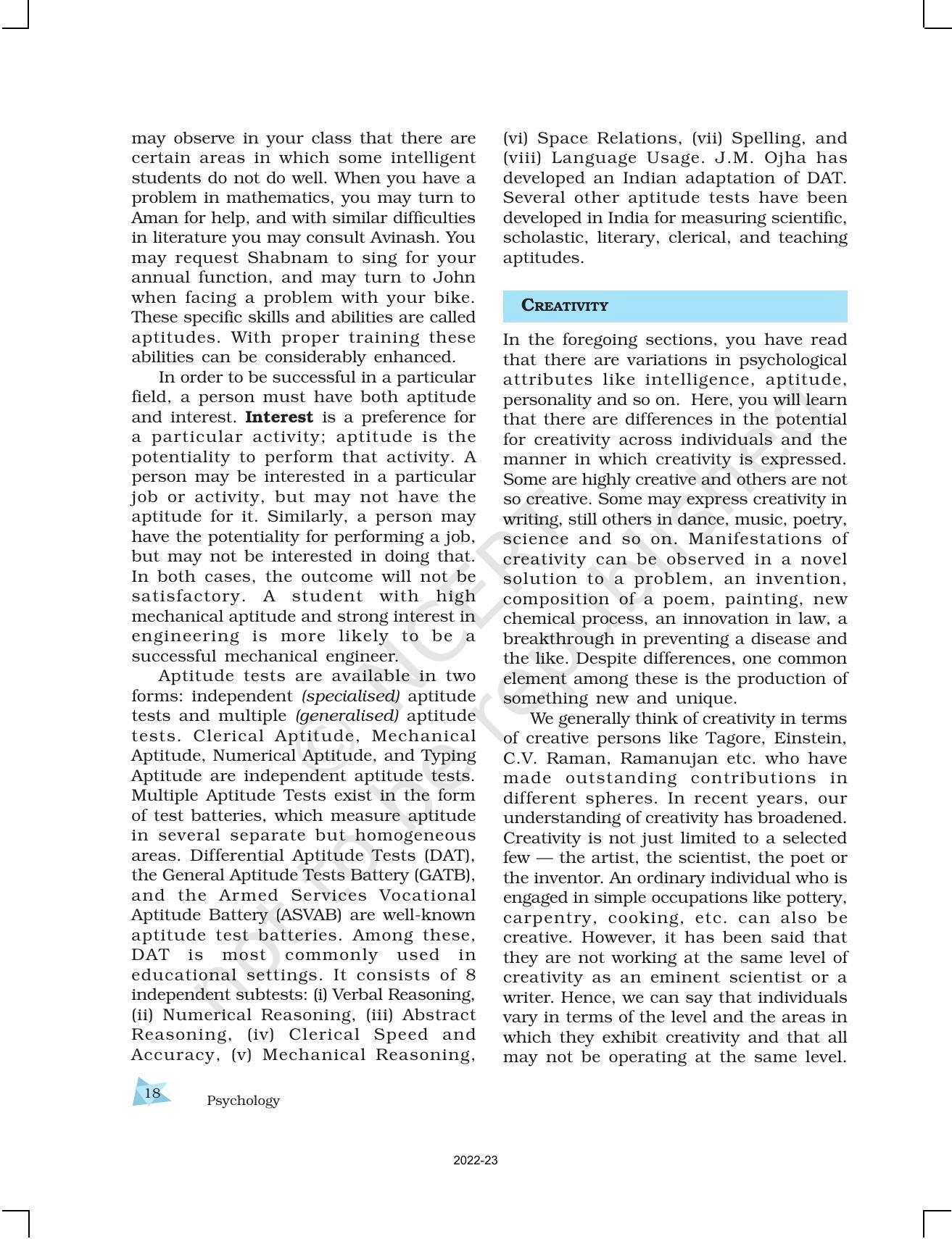 NCERT Book for Class 12 Psychology Chapter 1 Variations in Psychological Attributes - Page 18