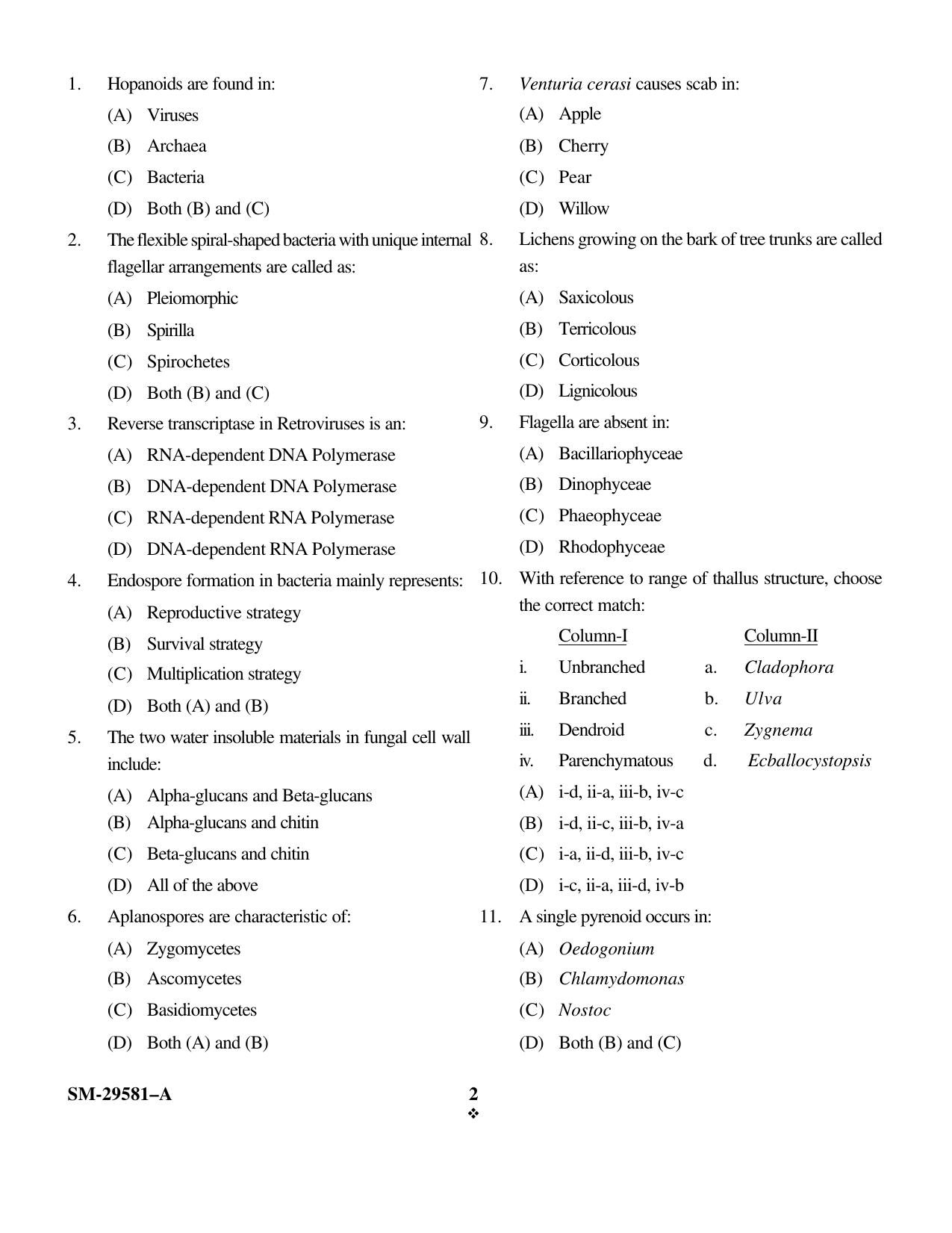 KUET 2023 M.Sc. Botany Question Paper - Page 2