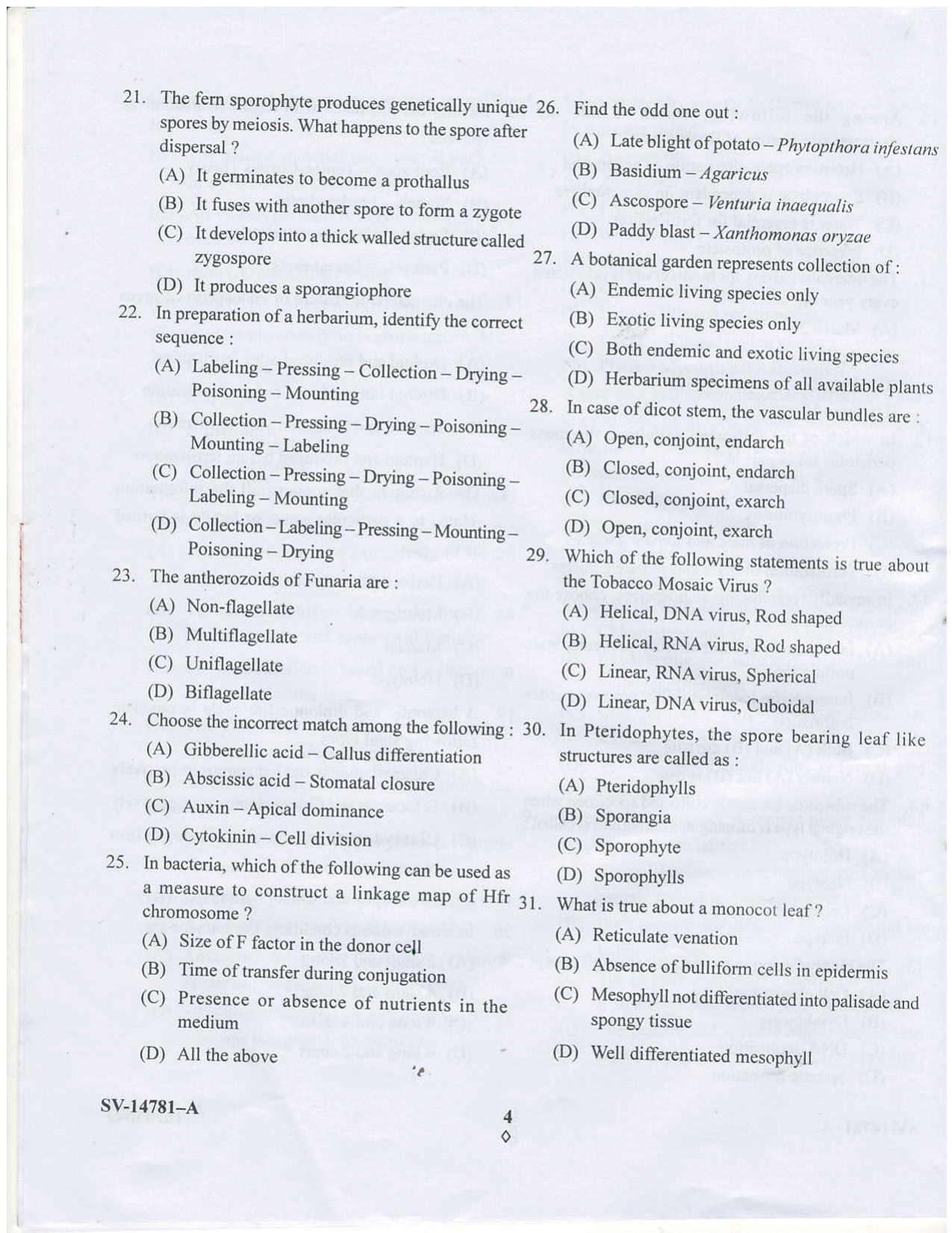KUET 2023 M.Sc. Botany Question Paper - Page 12