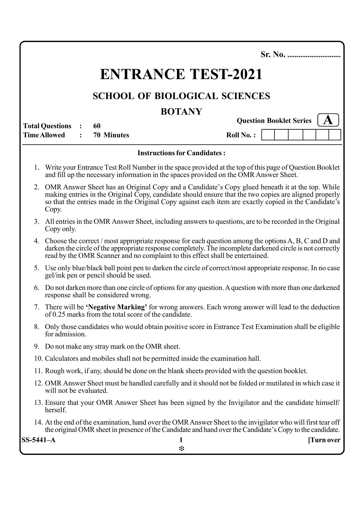 KUET 2023 M.Sc. Botany Question Paper - Page 16