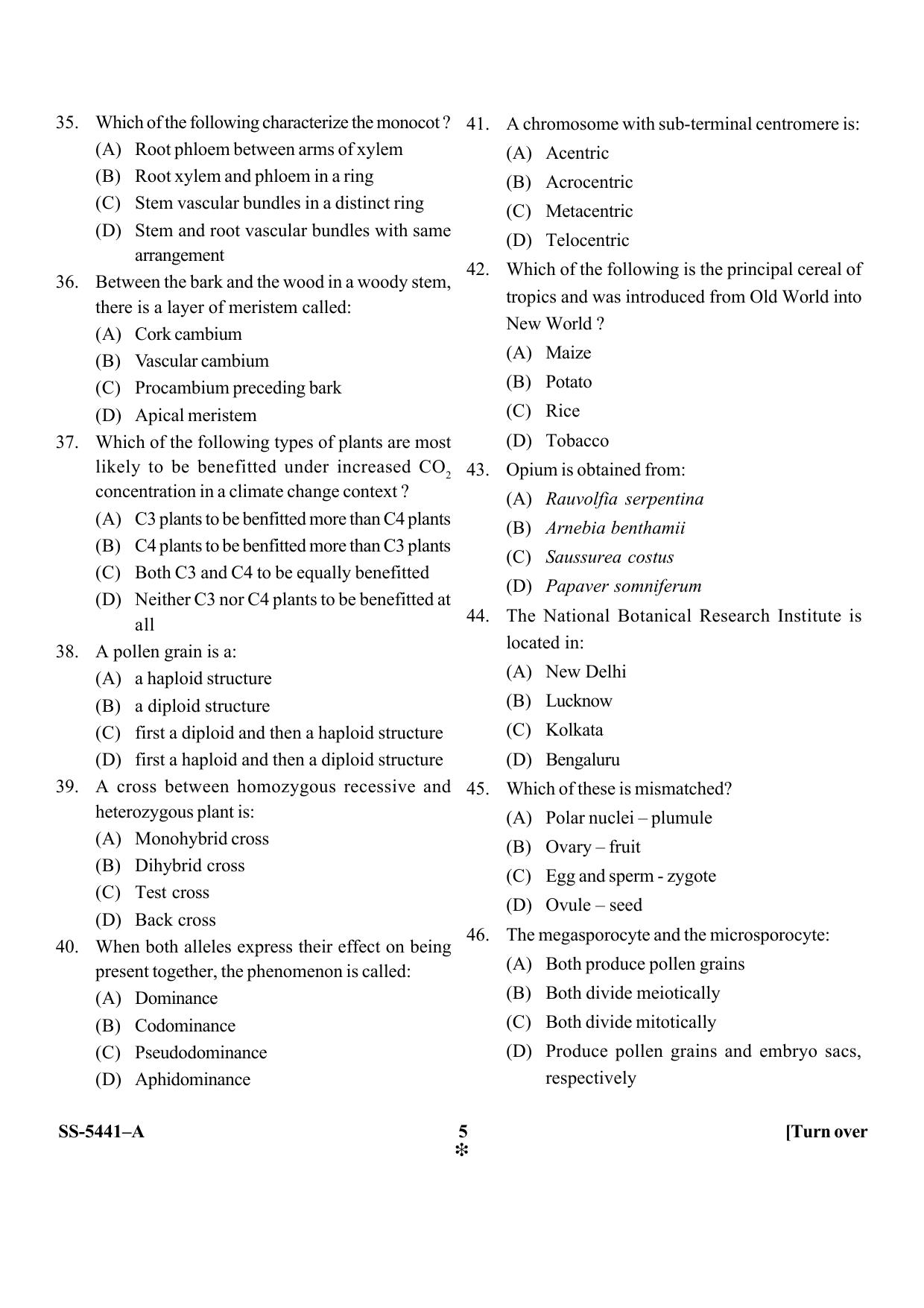 KUET 2023 M.Sc. Botany Question Paper - Page 20