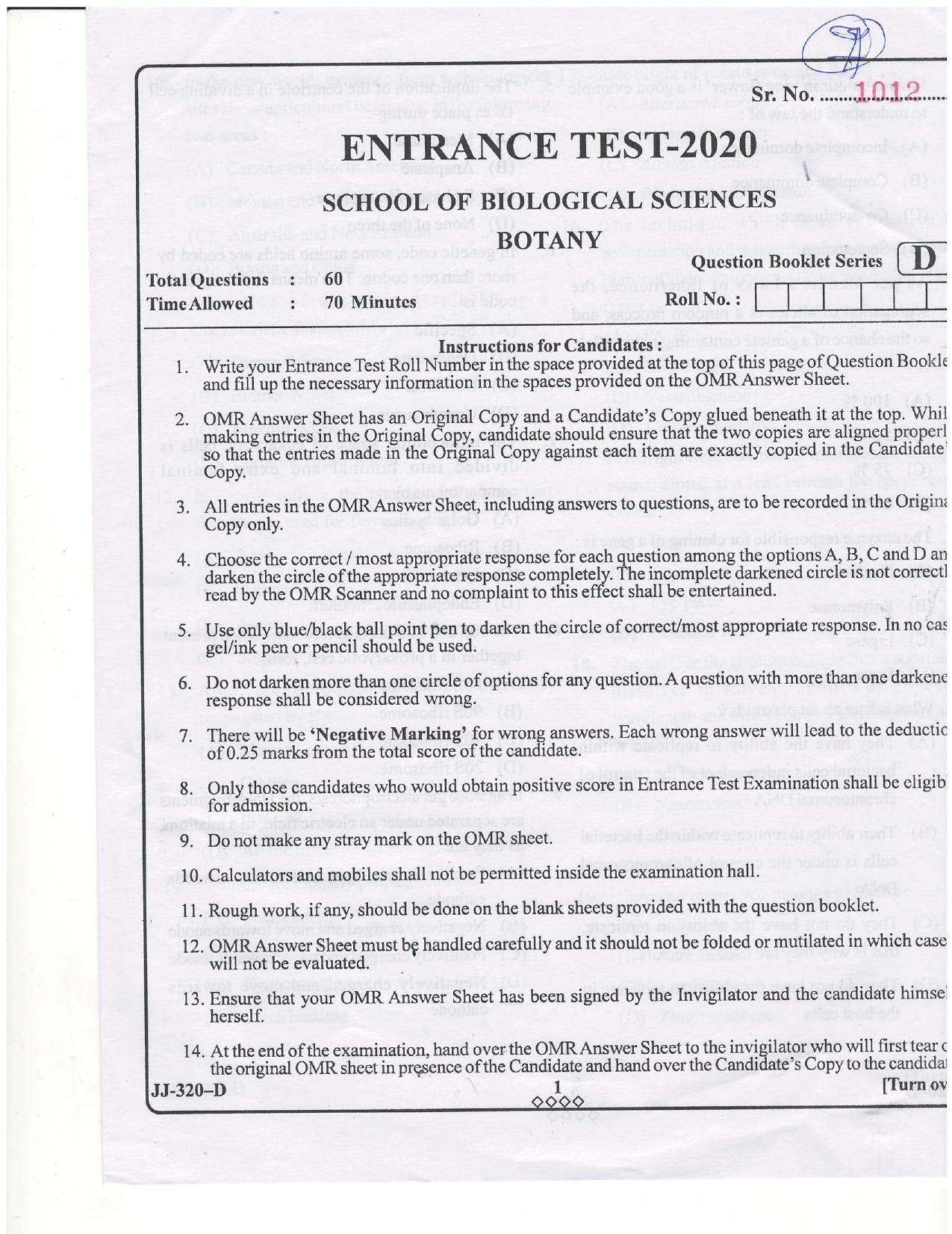 KUET 2023 M.Sc. Botany Question Paper - Page 24
