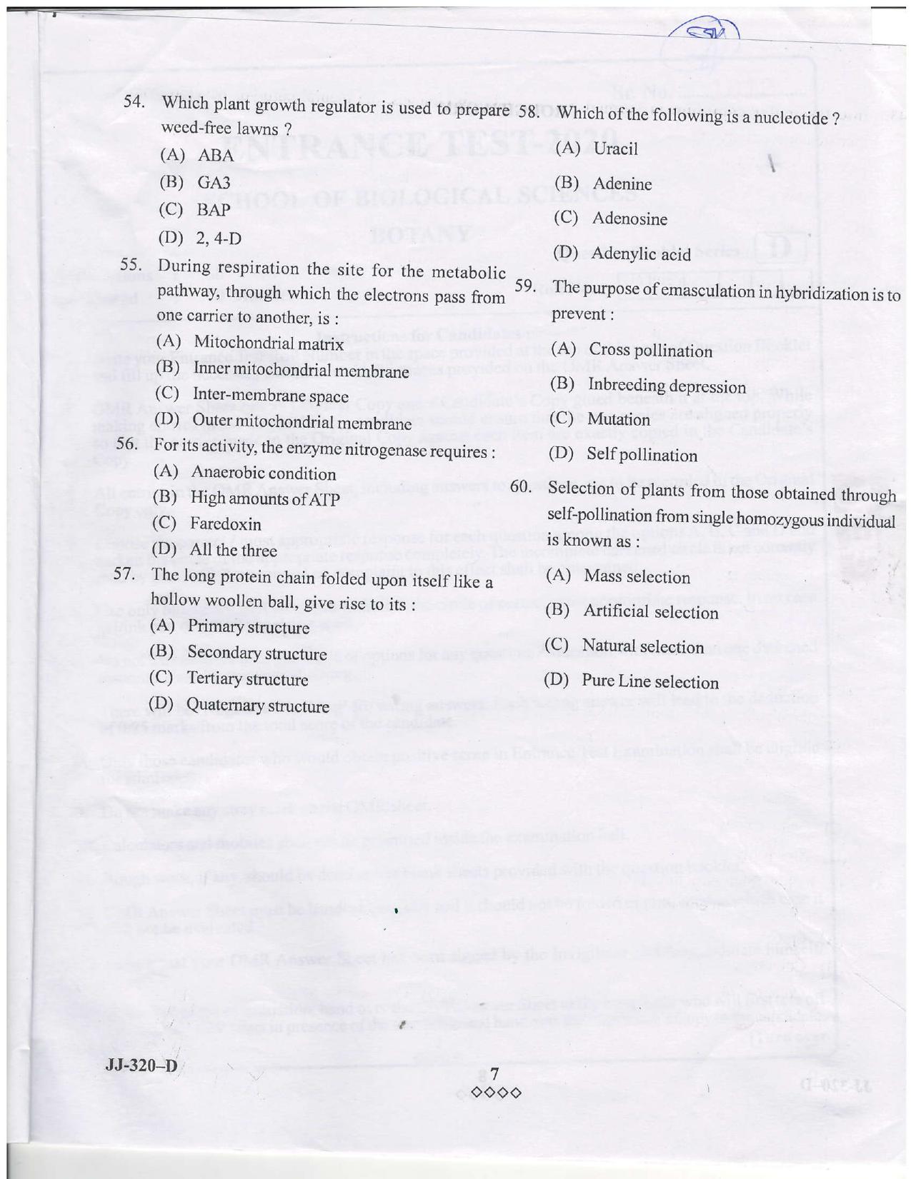 KUET 2023 M.Sc. Botany Question Paper - Page 30