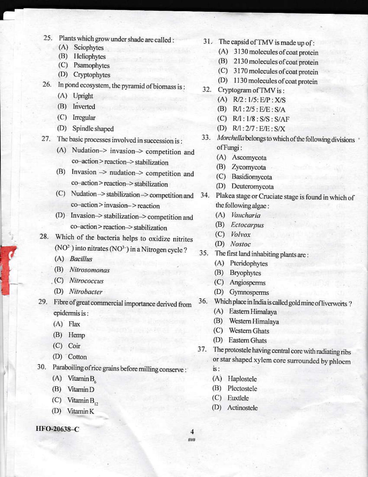 KUET 2023 M.Sc. Botany Question Paper - Page 33