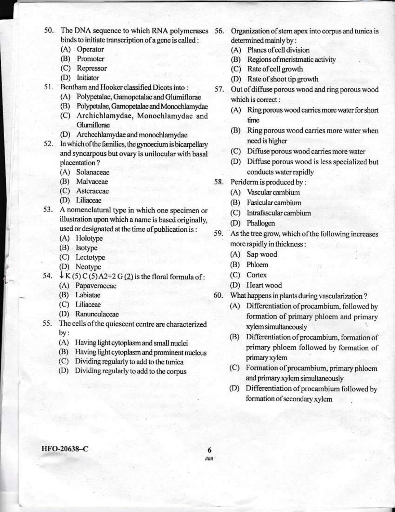 KUET 2023 M.Sc. Botany Question Paper - Page 35