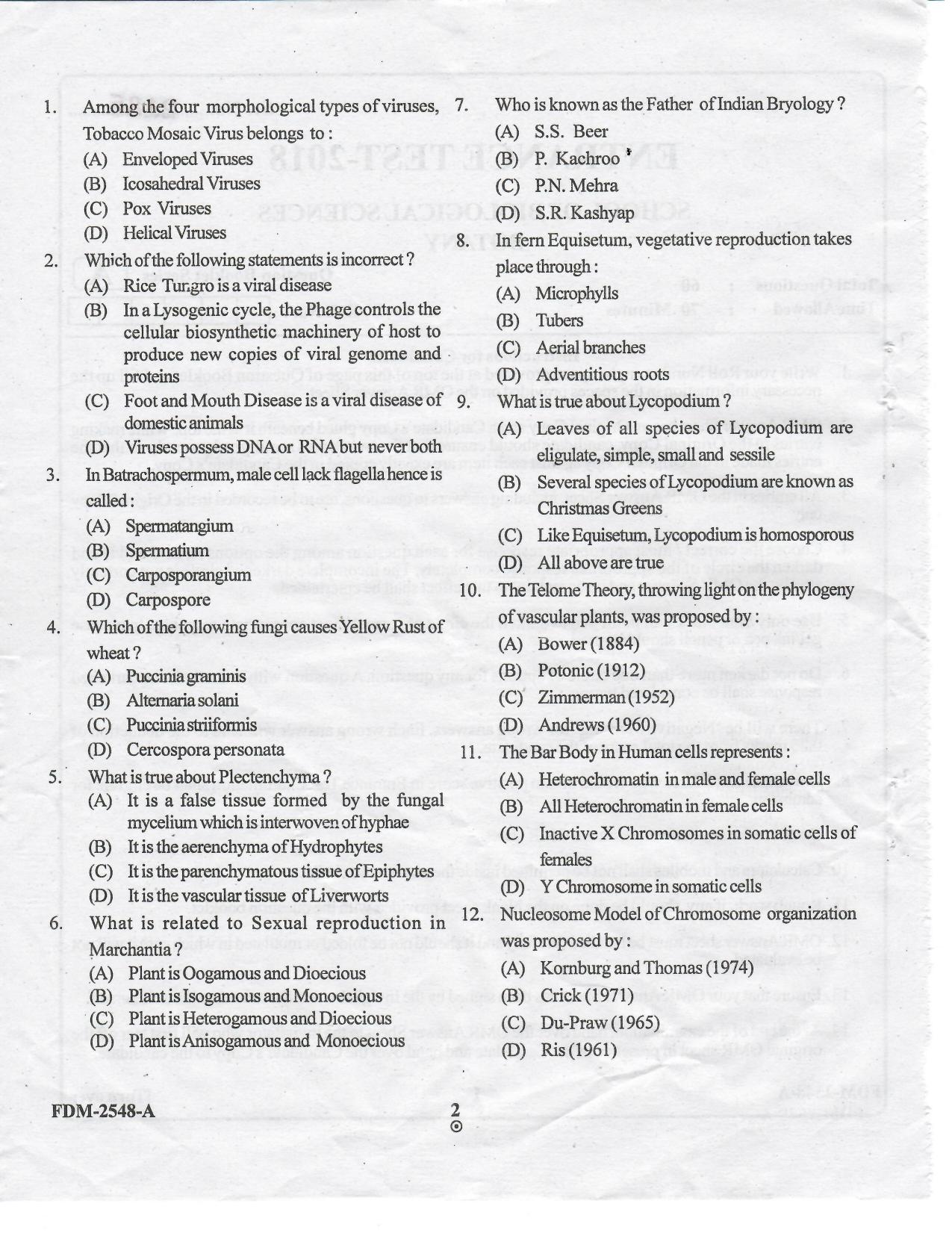 KUET 2023 M.Sc. Botany Question Paper - Page 36