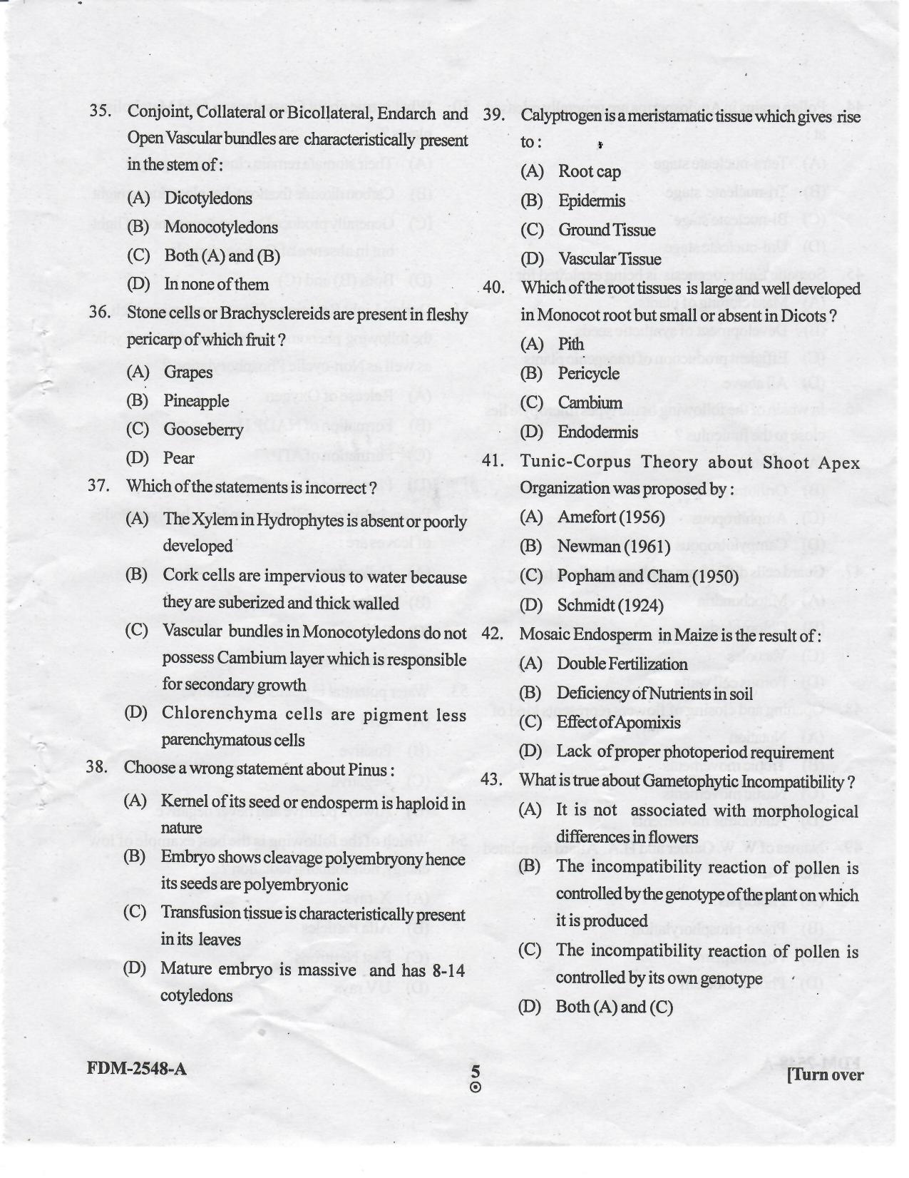 KUET 2023 M.Sc. Botany Question Paper - Page 39