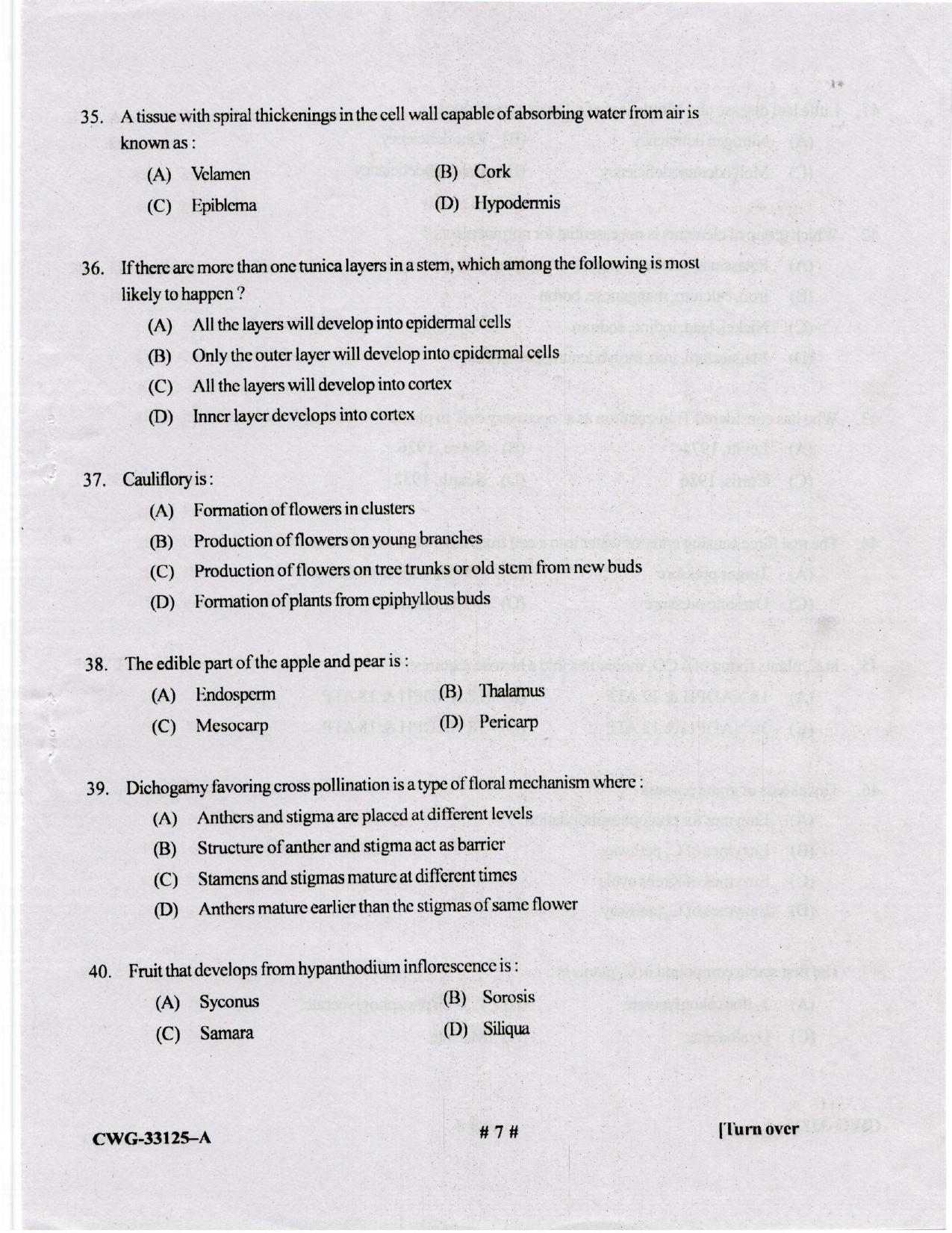 KUET 2023 M.Sc. Botany Question Paper - Page 55