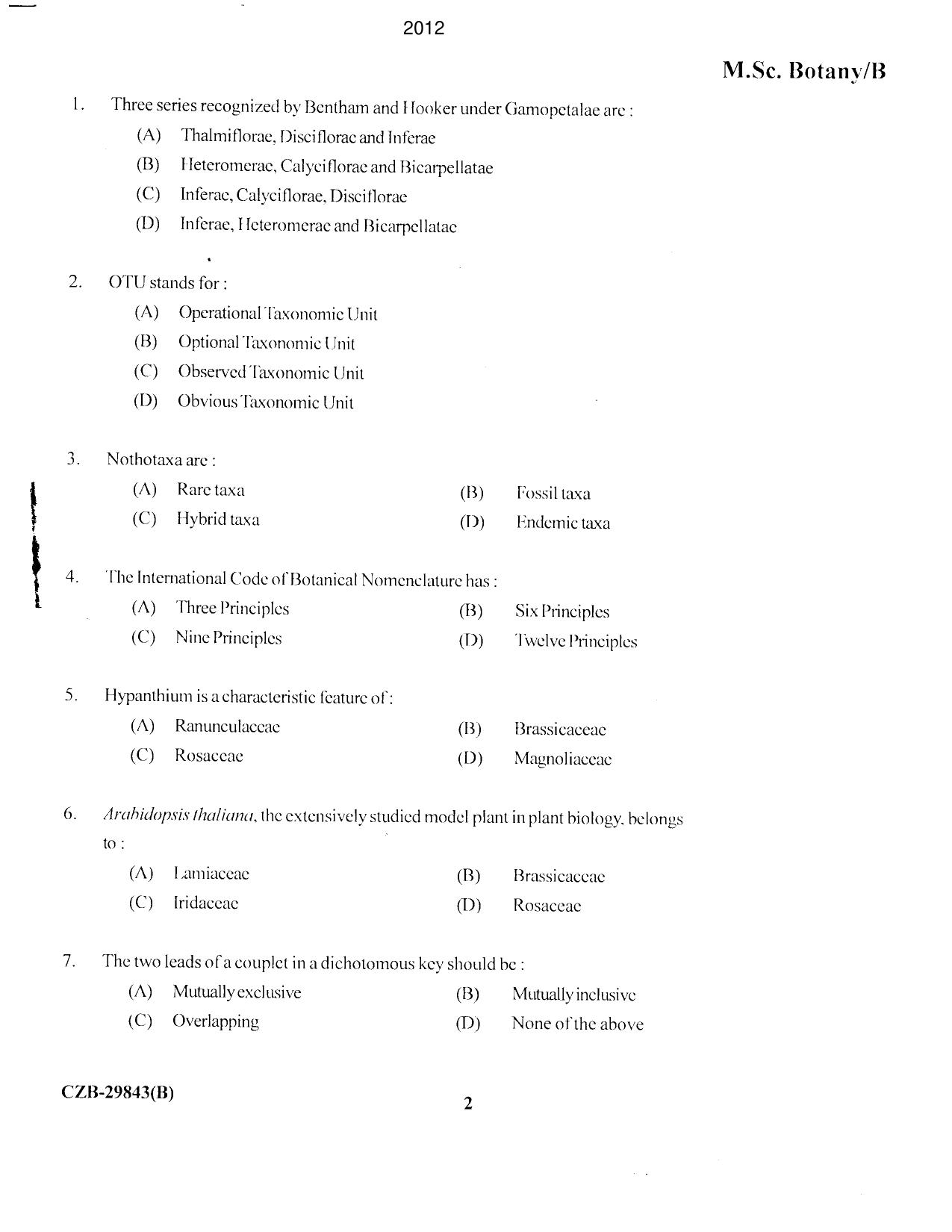 KUET 2023 M.Sc. Botany Question Paper - Page 84