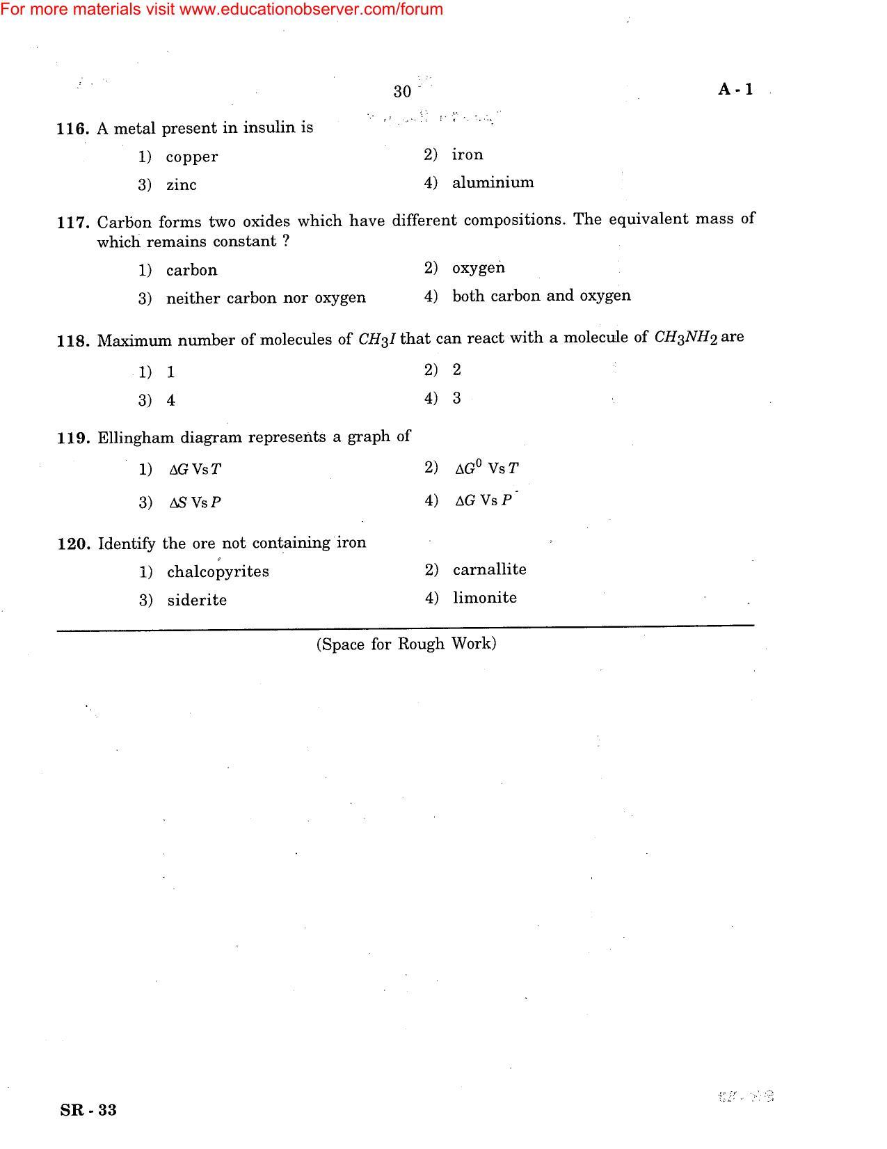 KEAM Paper I 2007 Question Paper - Page 30