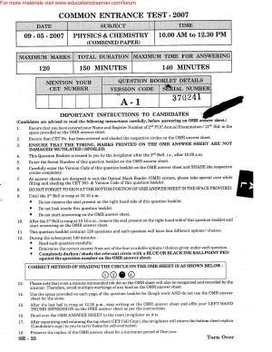 KEAM Paper I 2007 Question Paper