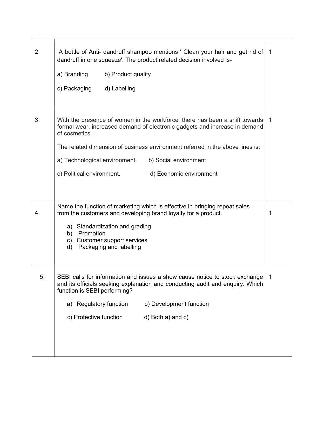 CBSE Class 12 Business Studies Sample Paper 2024 - Page 2