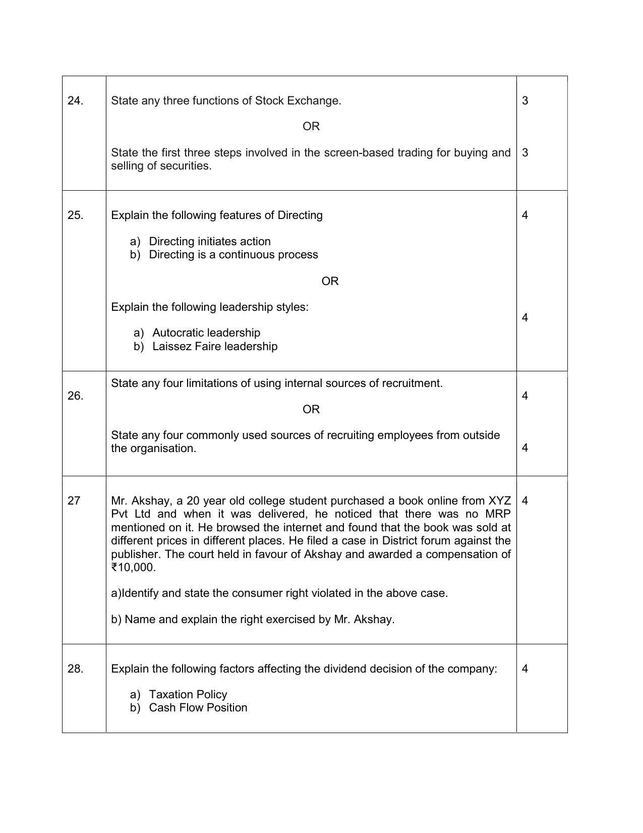 CBSE Class 12 Business Studies Sample Paper 2024 - Page 9