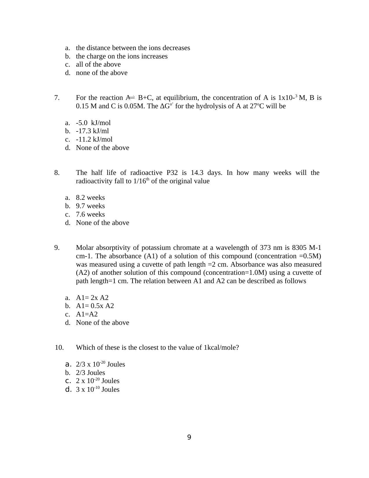TIFR GS 2011 Biology Question Paper - Page 9