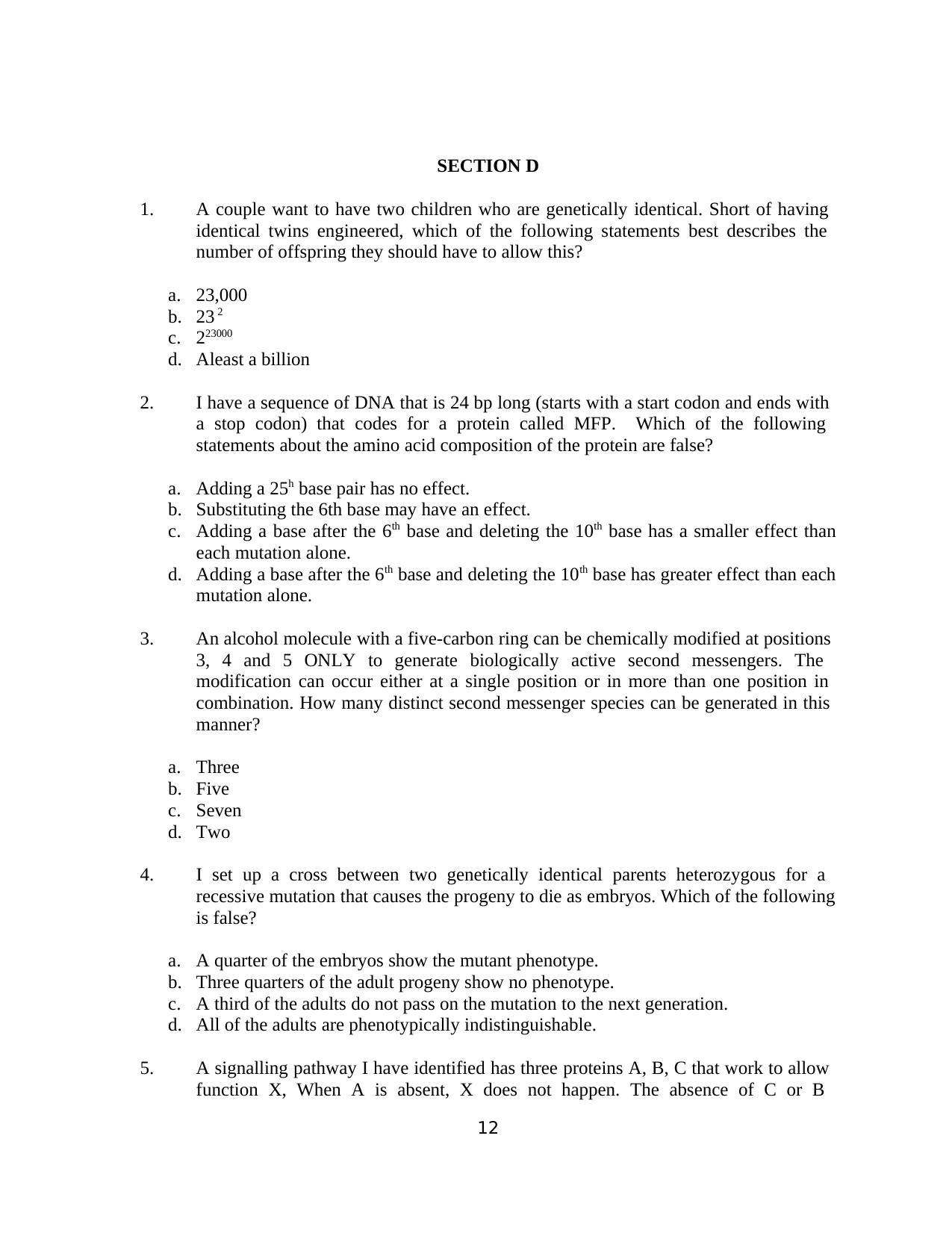 TIFR GS 2011 Biology Question Paper - Page 12