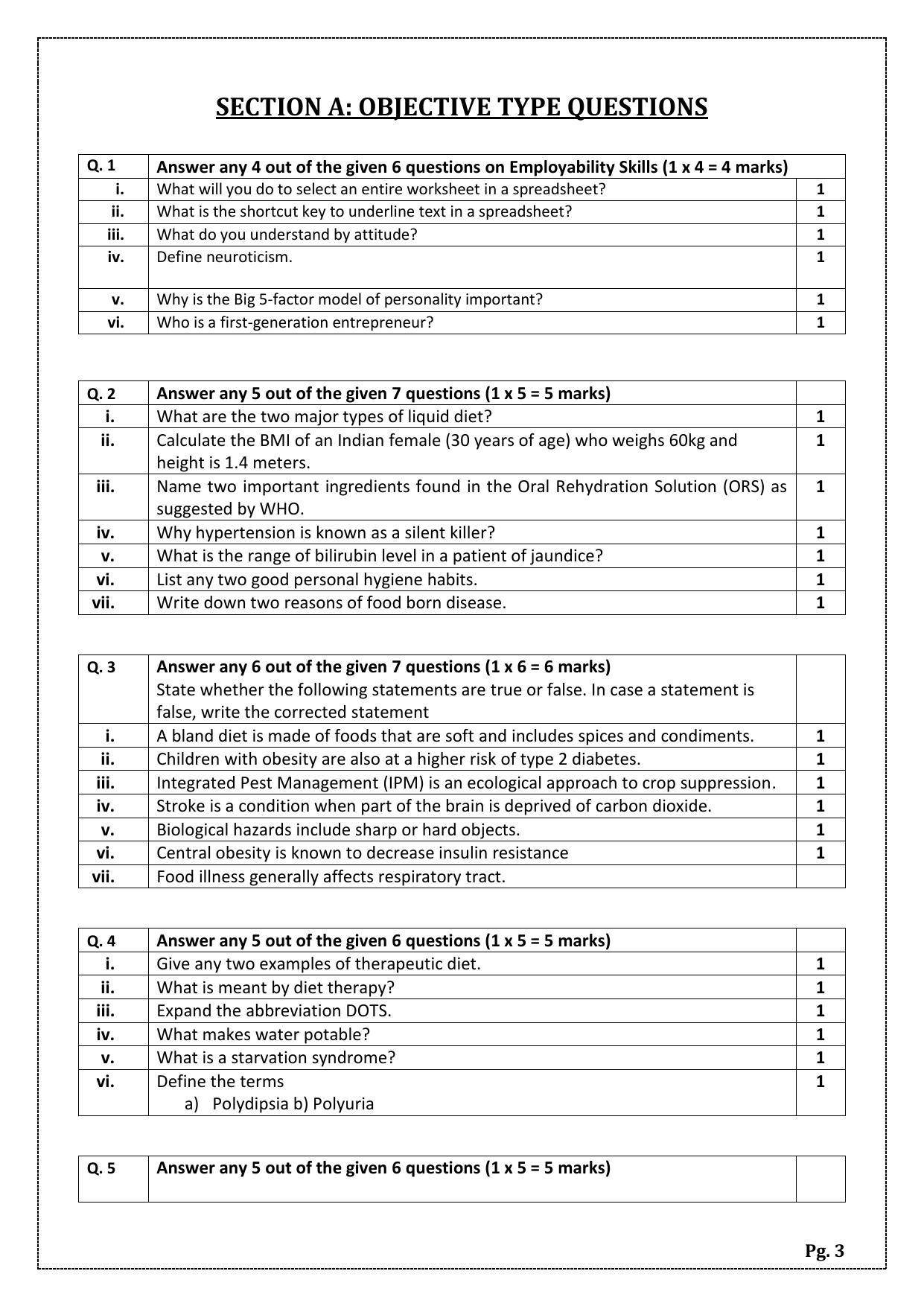 CBSE Class 10 Food Nutrition & Dietetics (Skill Education) Sample Papers 2023 - Page 3