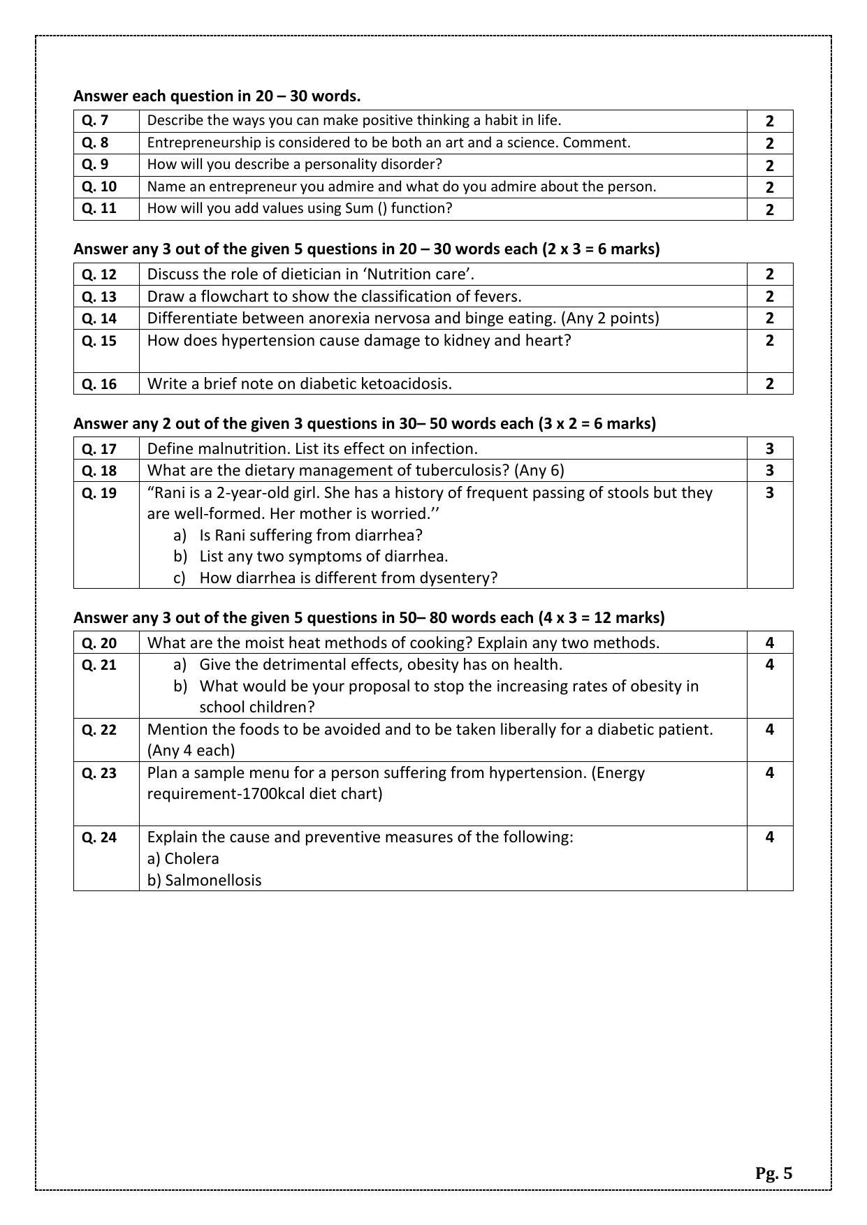 CBSE Class 10 Food Nutrition & Dietetics (Skill Education) Sample Papers 2023 - Page 5