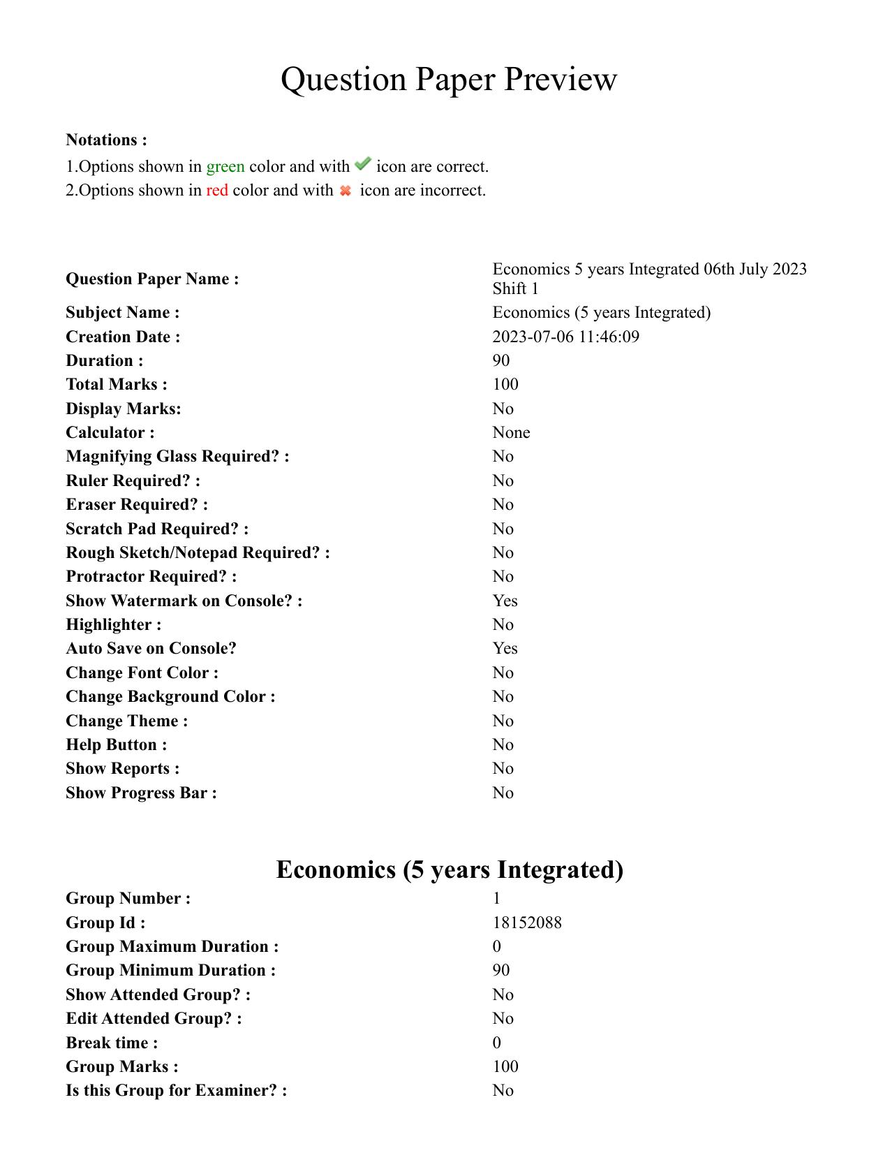 TS CPGET 2023 M.A. Economics (5 years Integrated) Shift 1 Question Paper with Answer Key - Page 1