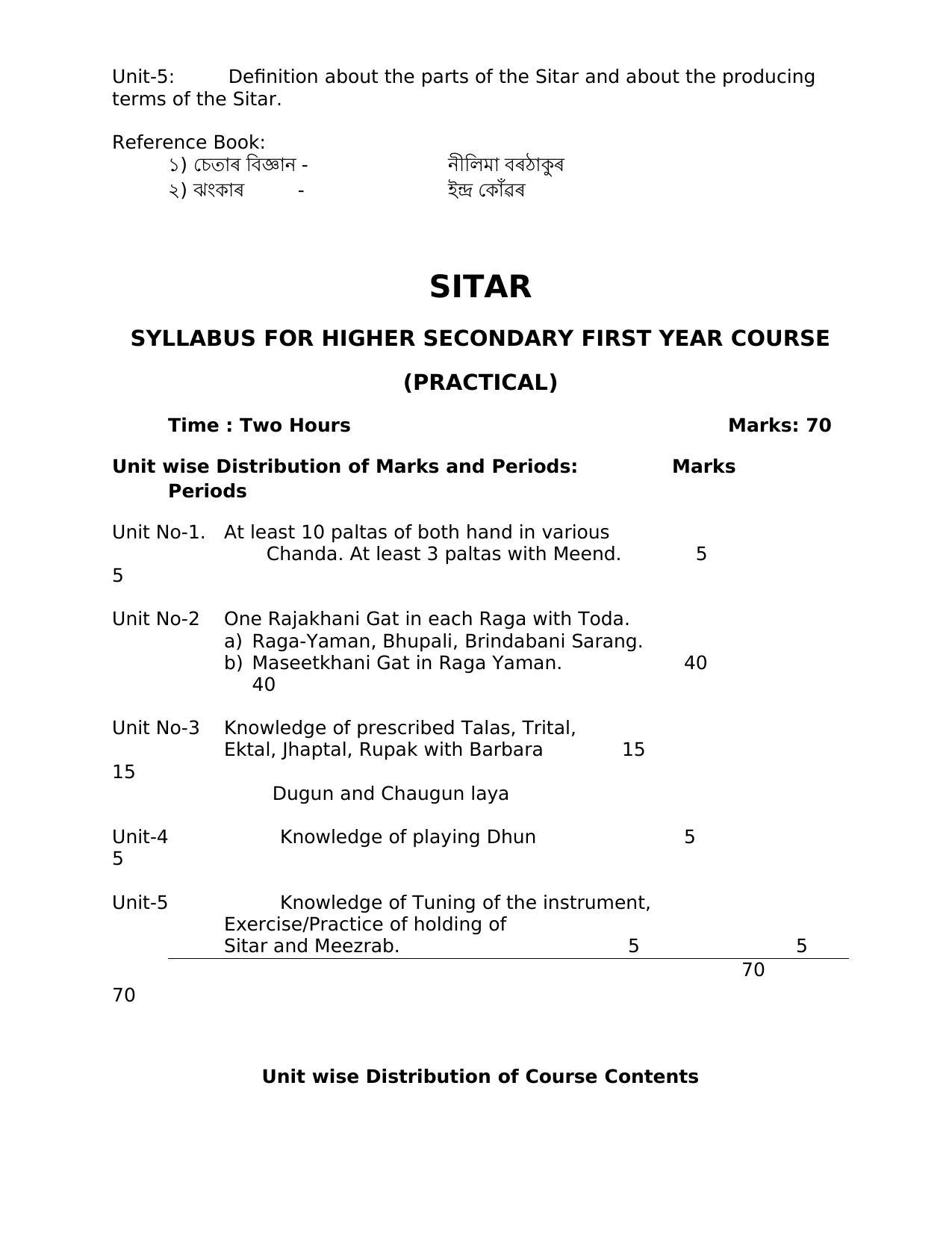 AHSEC 1st Year Sitar Syllabus - Page 2