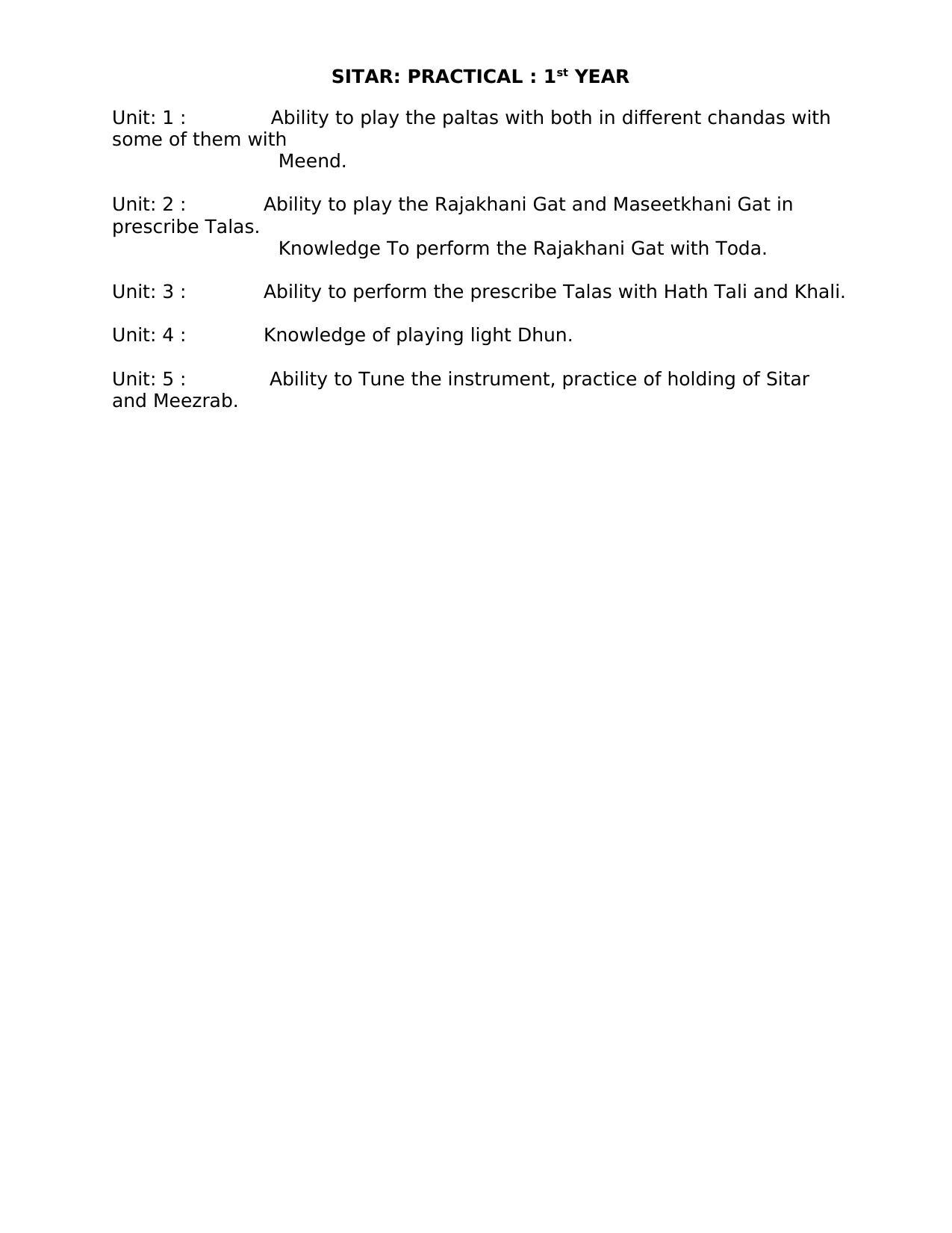 AHSEC 1st Year Sitar Syllabus - Page 3