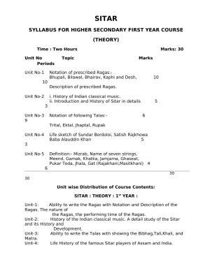 AHSEC 1st Year Sitar Syllabus