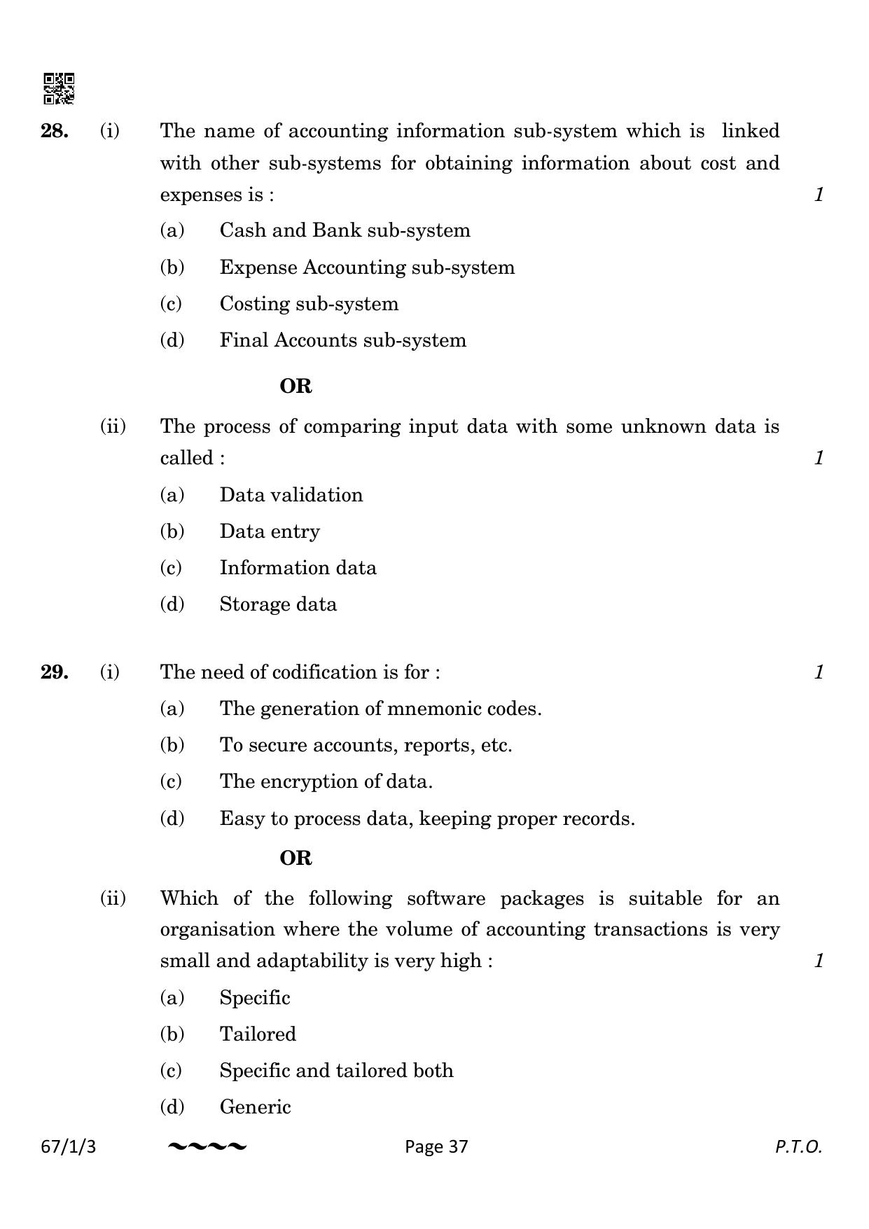 CBSE Class 12 67-1-3 Accountancy 2023 Question Paper - Page 37