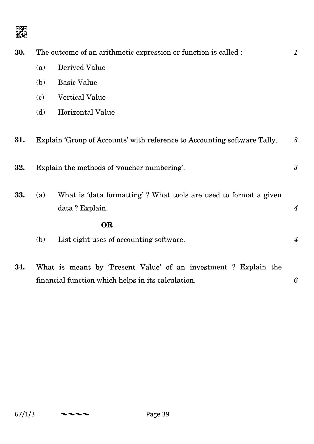 CBSE Class 12 67-1-3 Accountancy 2023 Question Paper - Page 39