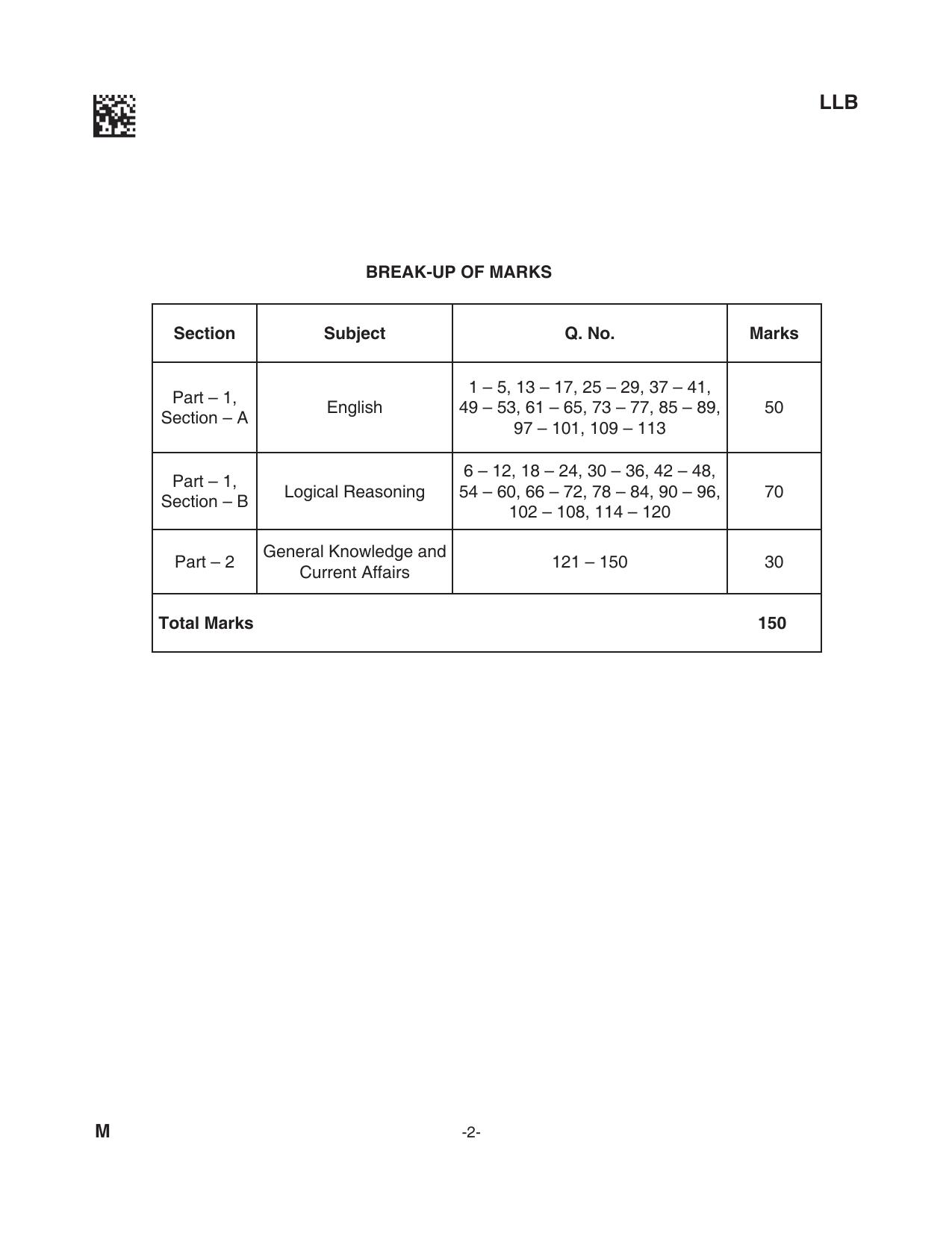 AILET 2023 Question Paper for BA LLB - Page 2