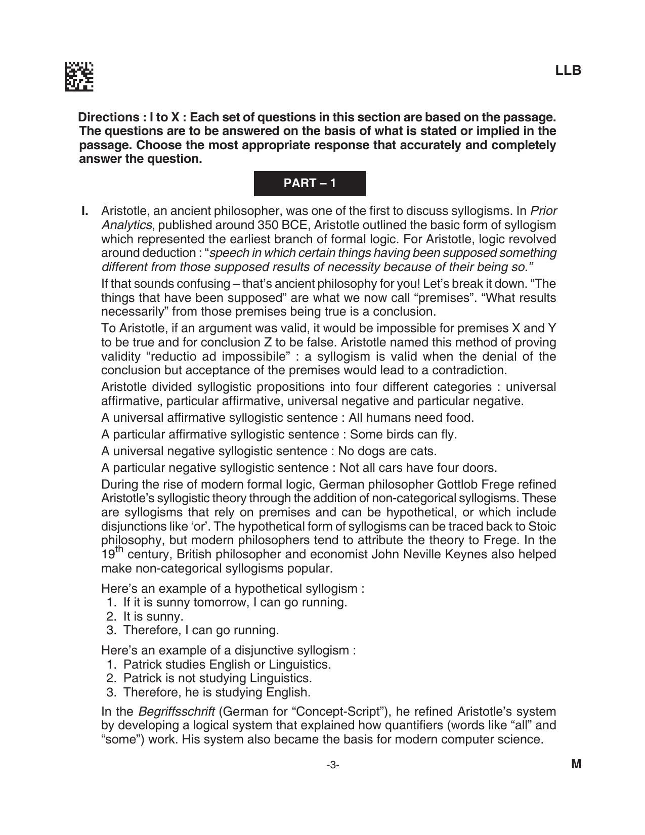 AILET 2023 Question Paper for BA LLB - Page 3