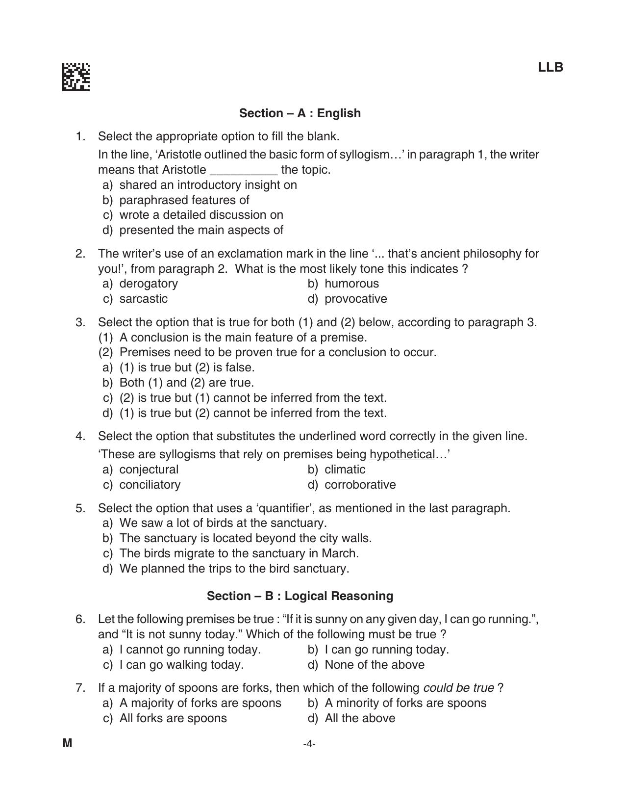 AILET 2023 Question Paper for BA LLB - Page 4