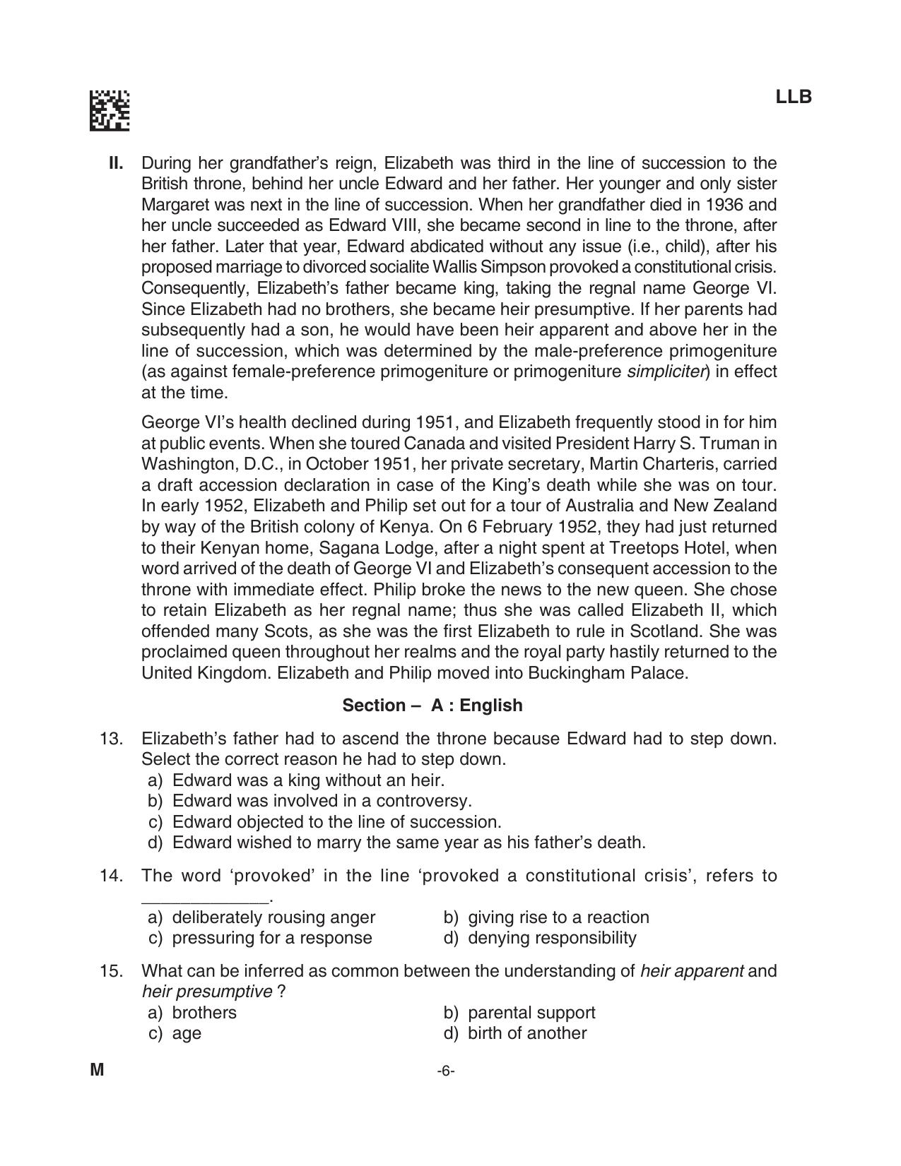 AILET 2023 Question Paper for BA LLB - Page 6