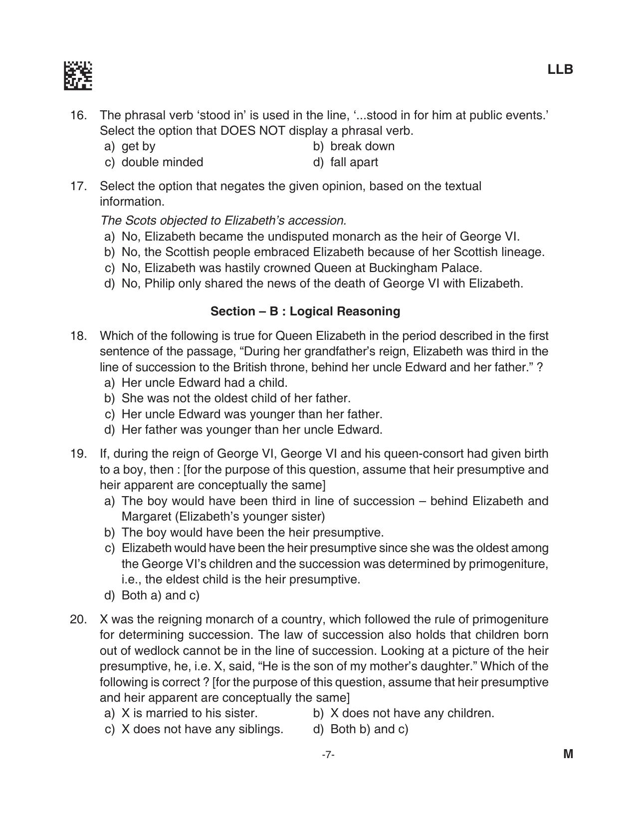 AILET 2023 Question Paper for BA LLB - Page 7