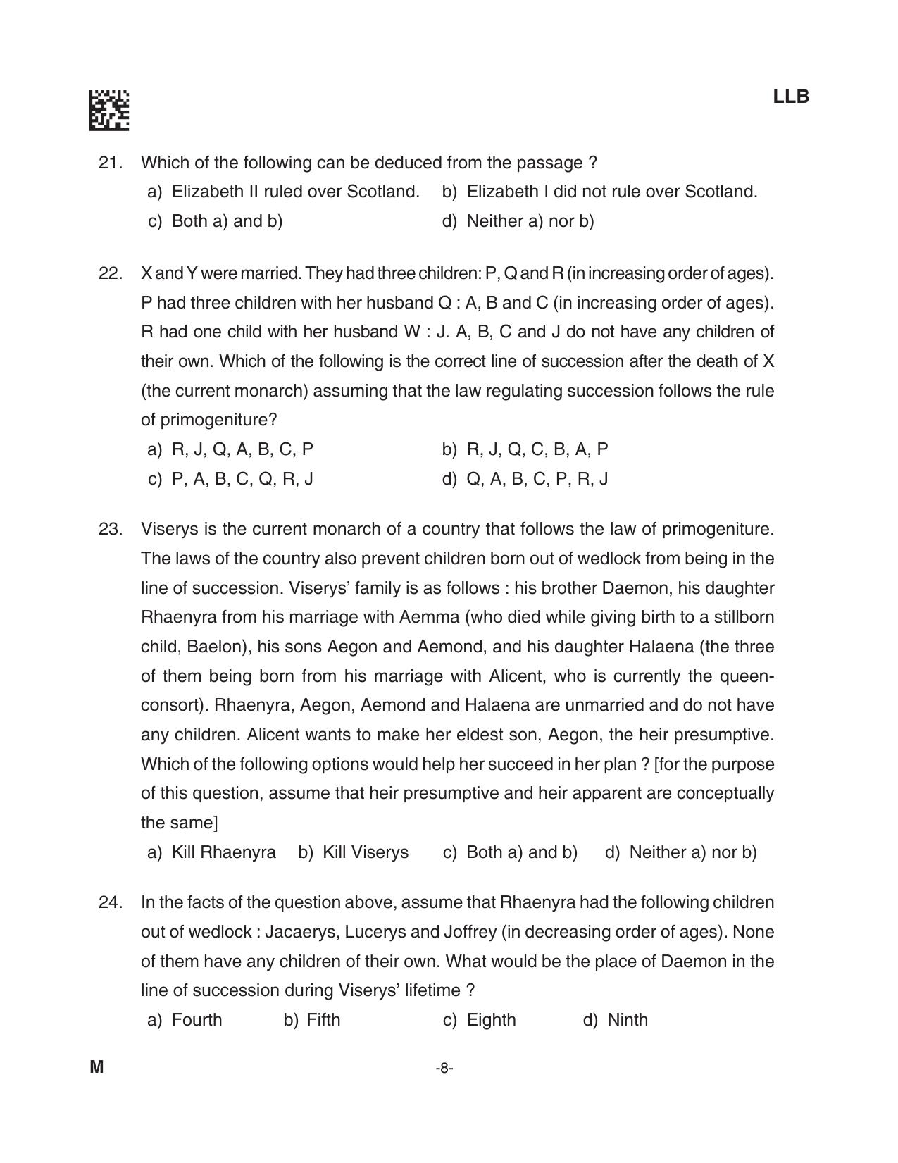 AILET 2023 Question Paper for BA LLB - Page 8
