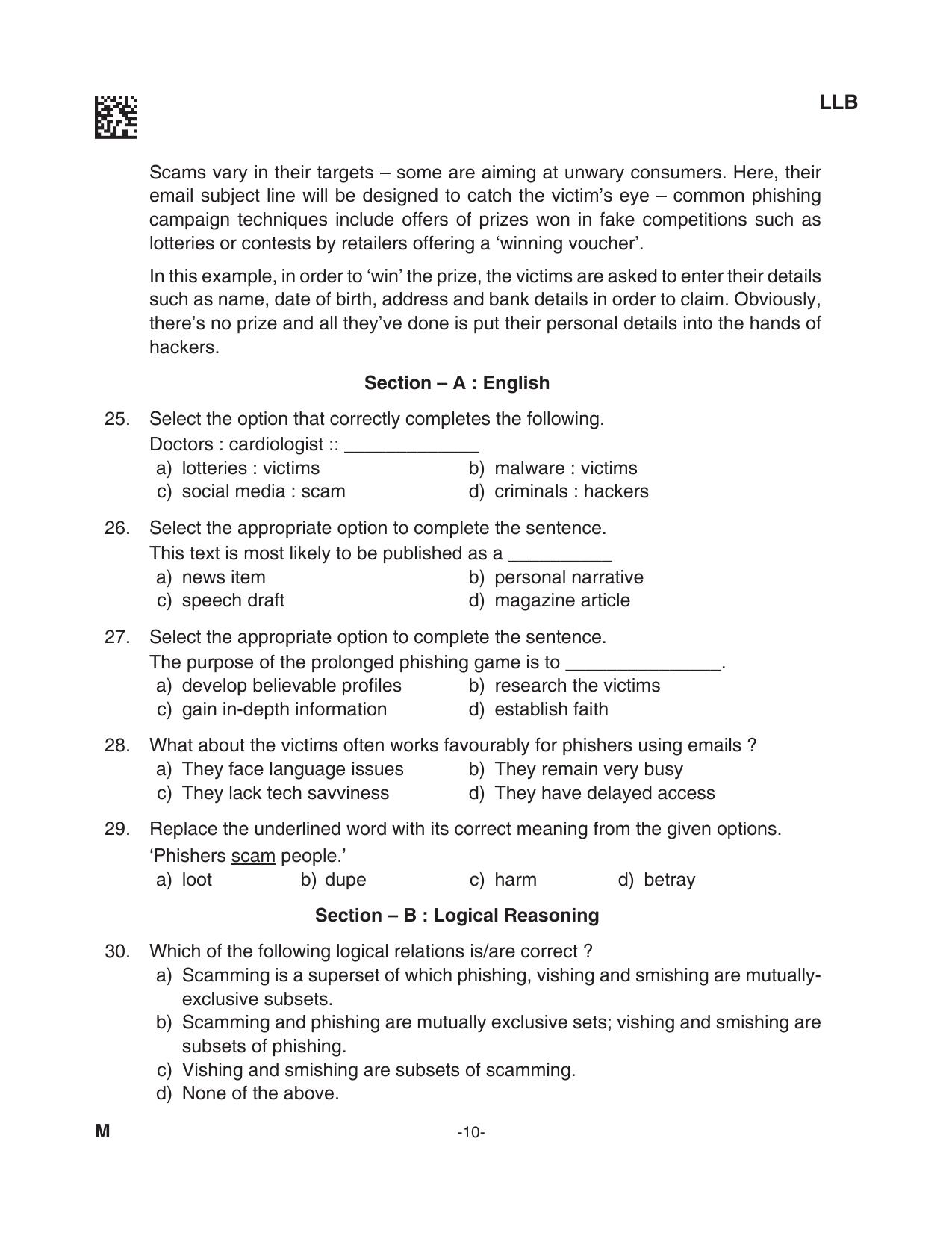 AILET 2023 Question Paper for BA LLB - Page 10