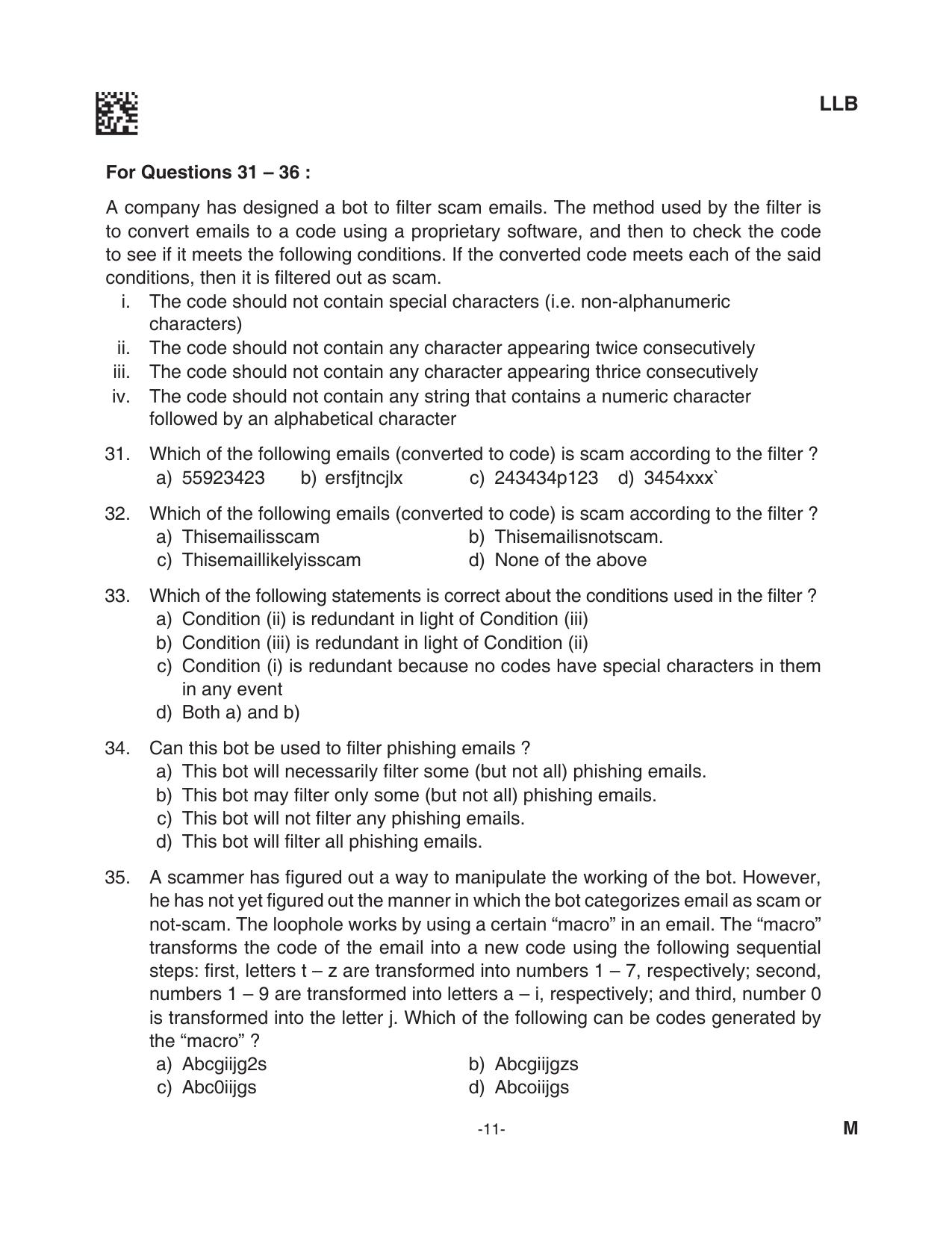 AILET 2023 Question Paper for BA LLB - Page 11
