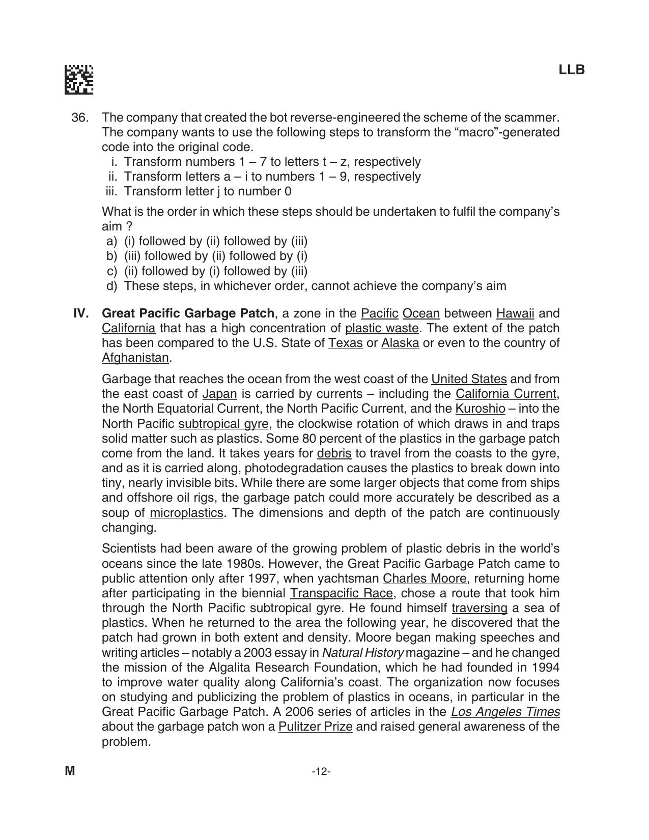 AILET 2023 Question Paper for BA LLB - Page 12