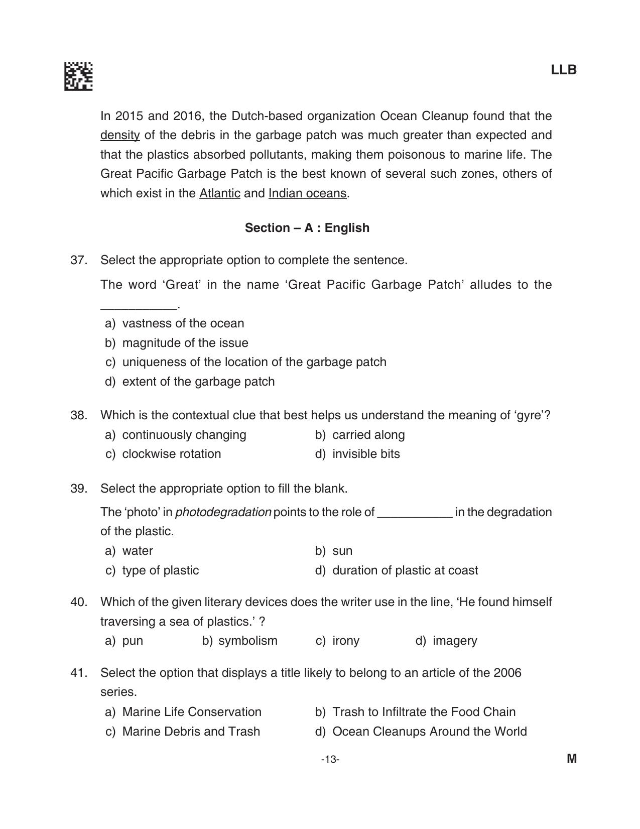 AILET 2023 Question Paper for BA LLB - Page 13