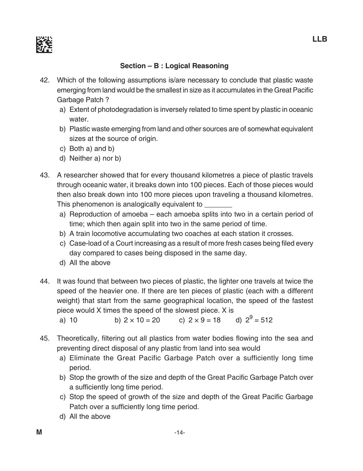 AILET 2023 Question Paper for BA LLB - Page 14