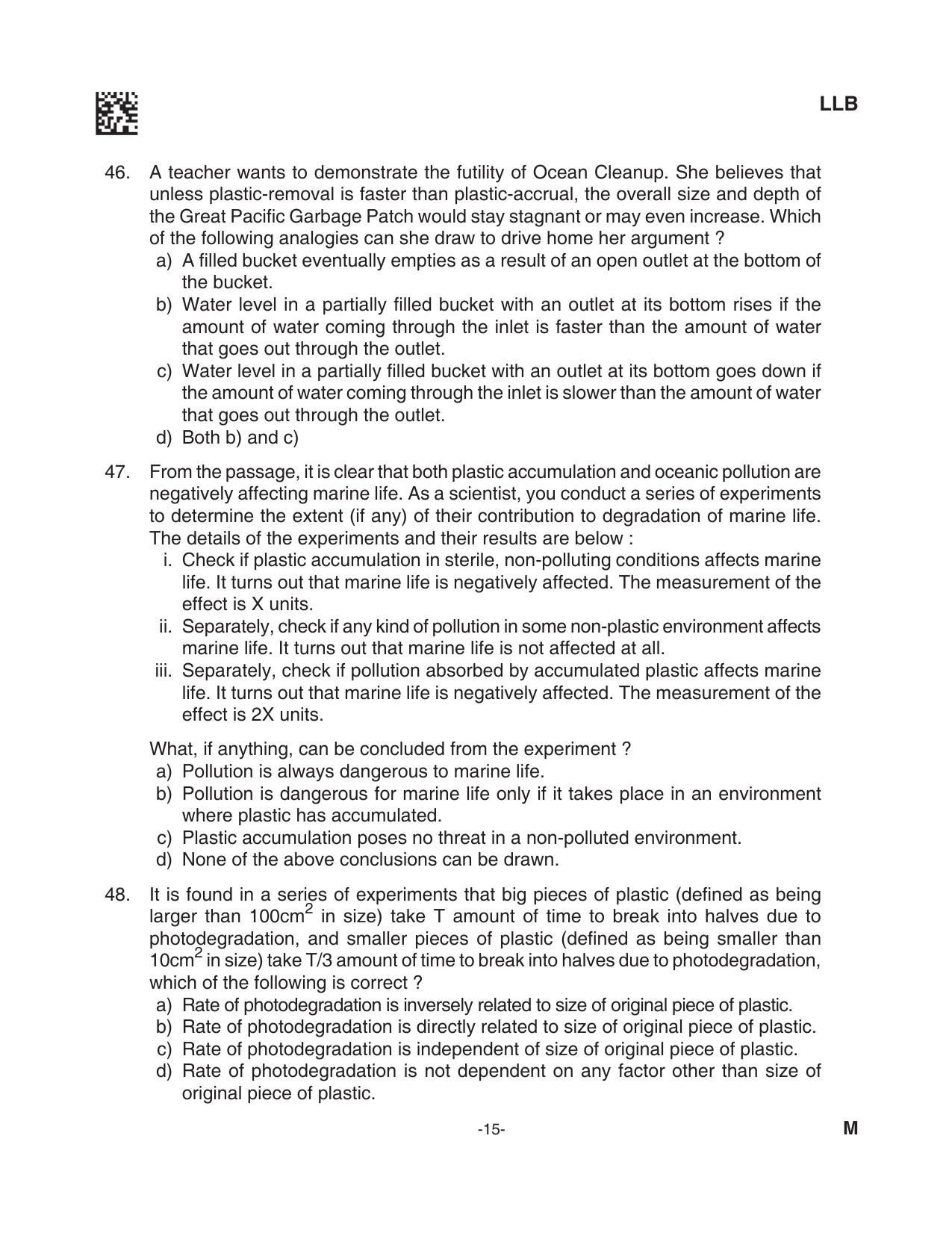 AILET 2023 Question Paper for BA LLB - Page 15
