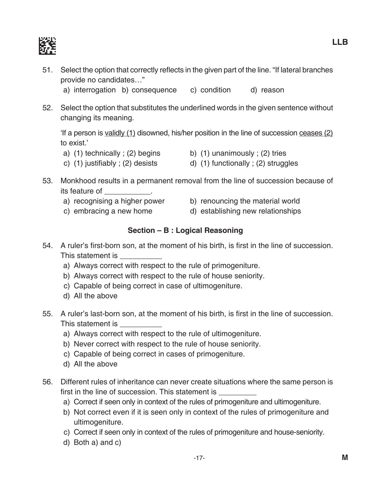 AILET 2023 Question Paper for BA LLB - Page 17