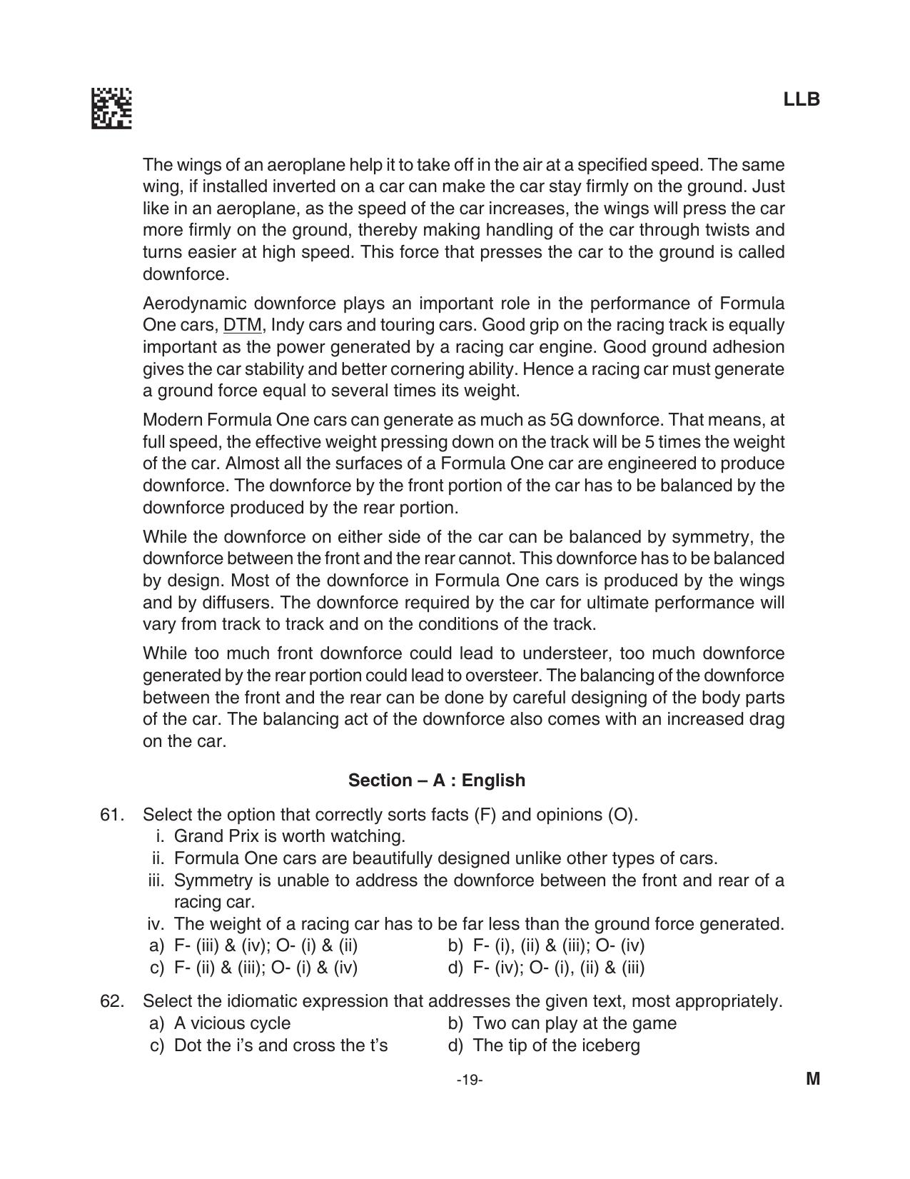 AILET 2023 Question Paper for BA LLB - Page 19