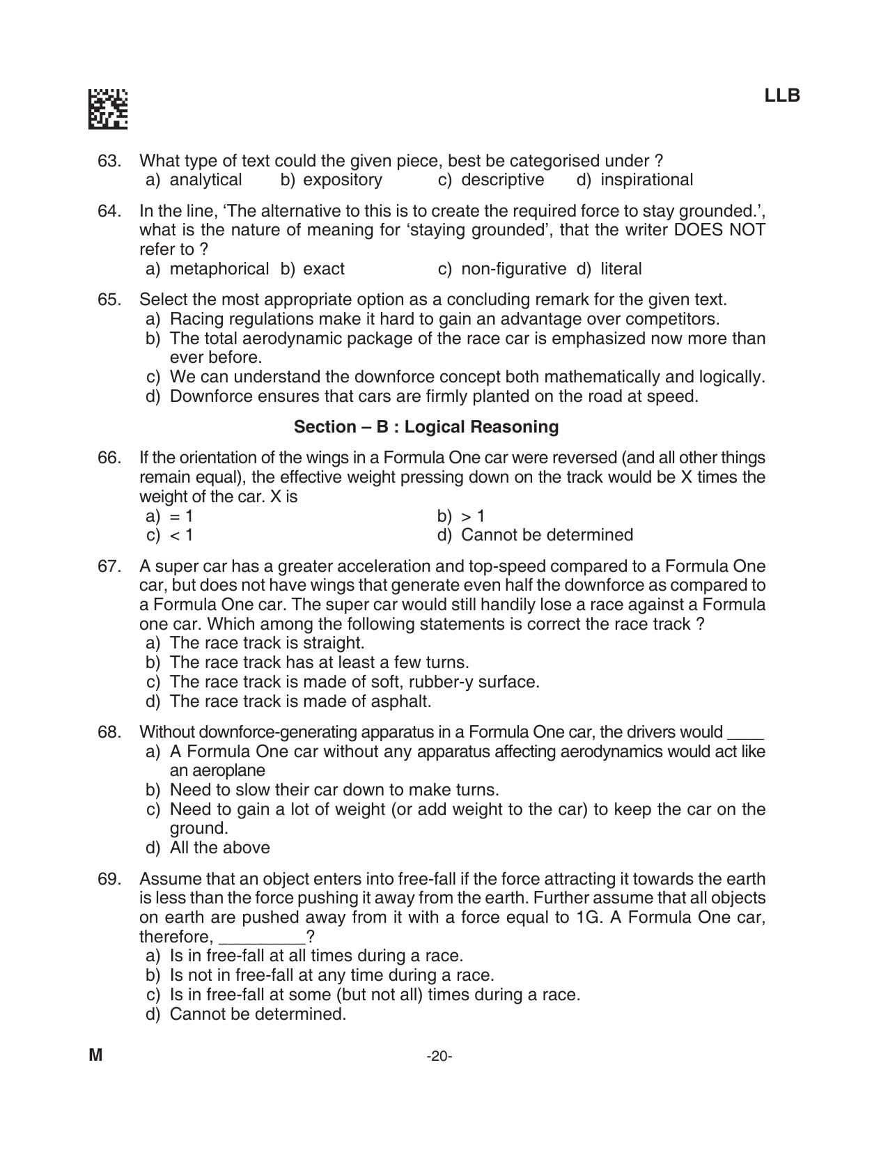 AILET 2023 Question Paper for BA LLB - Page 20