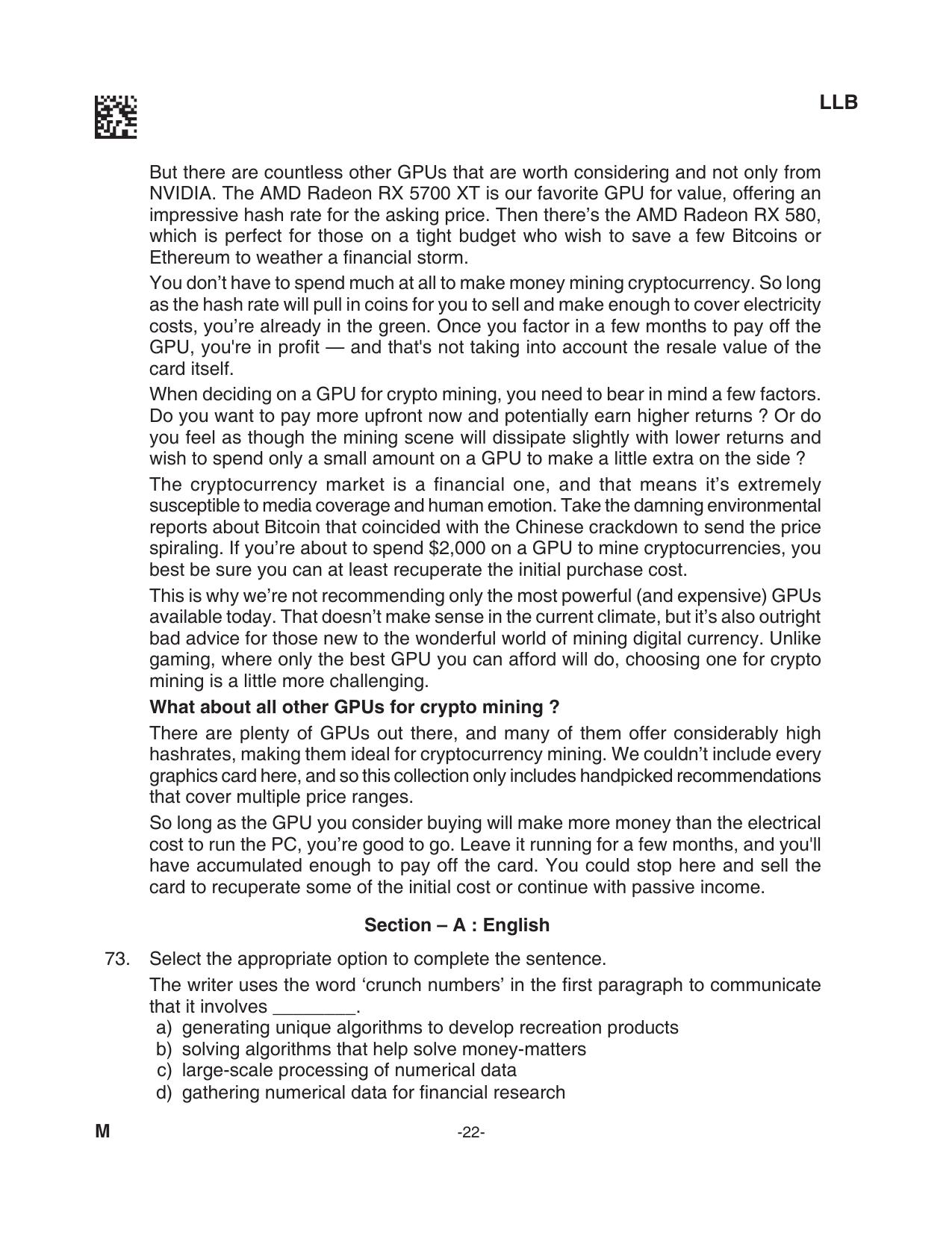 AILET 2023 Question Paper for BA LLB - Page 22