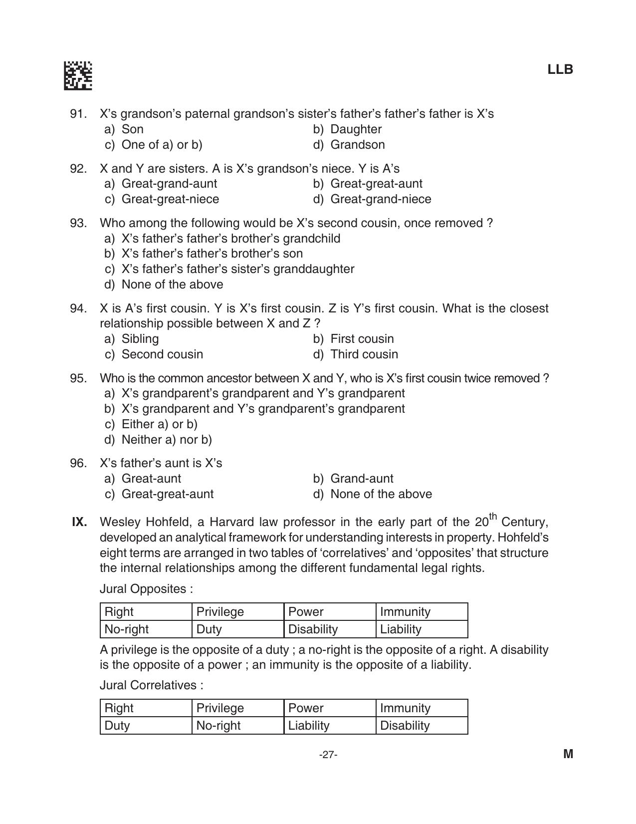 AILET 2023 Question Paper for BA LLB - Page 27