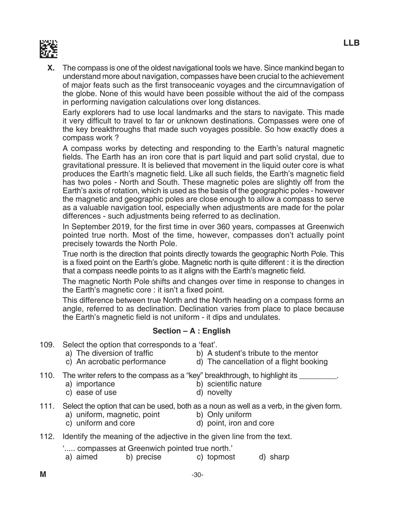 AILET 2023 Question Paper for BA LLB - Page 30