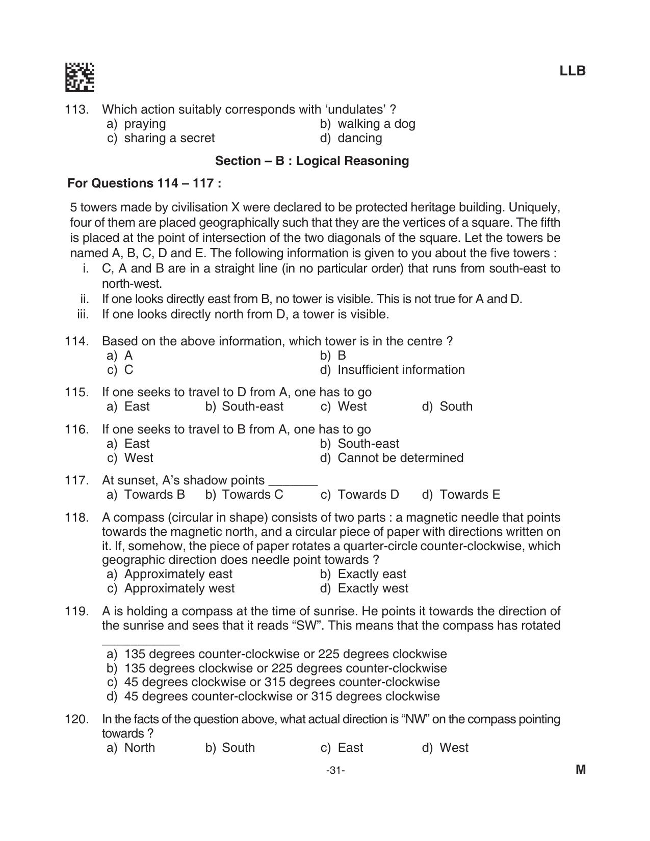 AILET 2023 Question Paper for BA LLB - Page 31